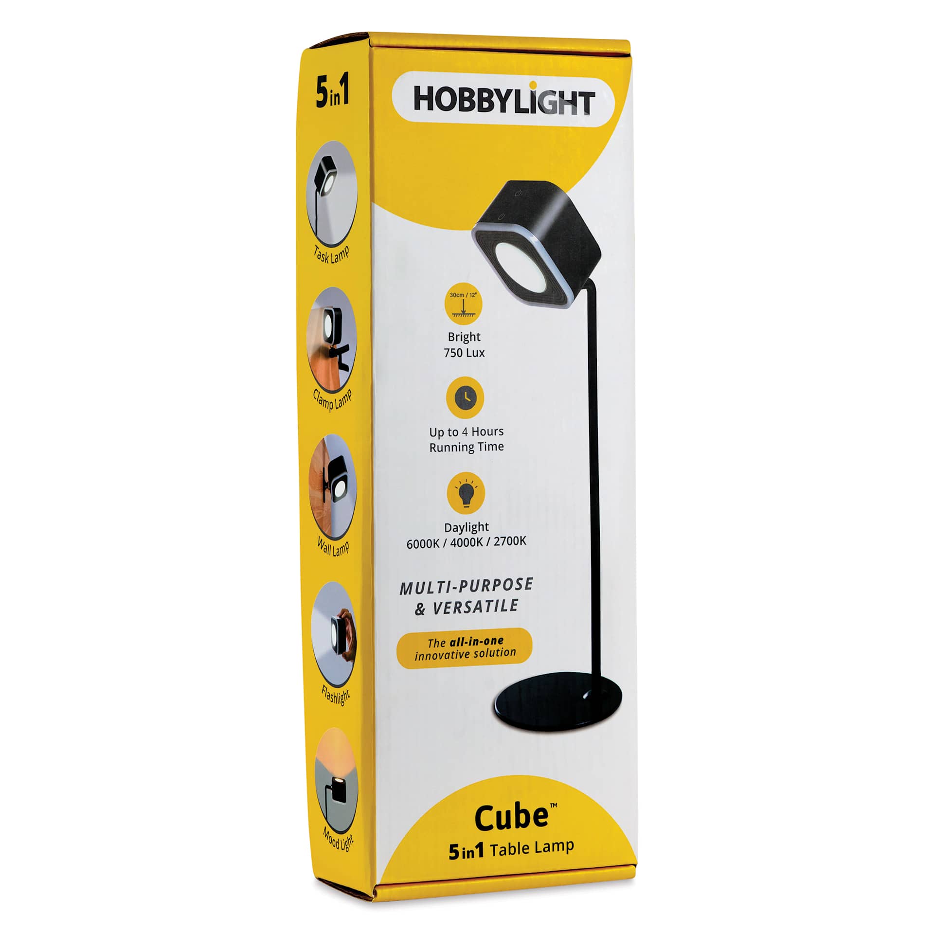 Hobbylight Cube 5-in-1 LED Table Lamp - Black, packaging