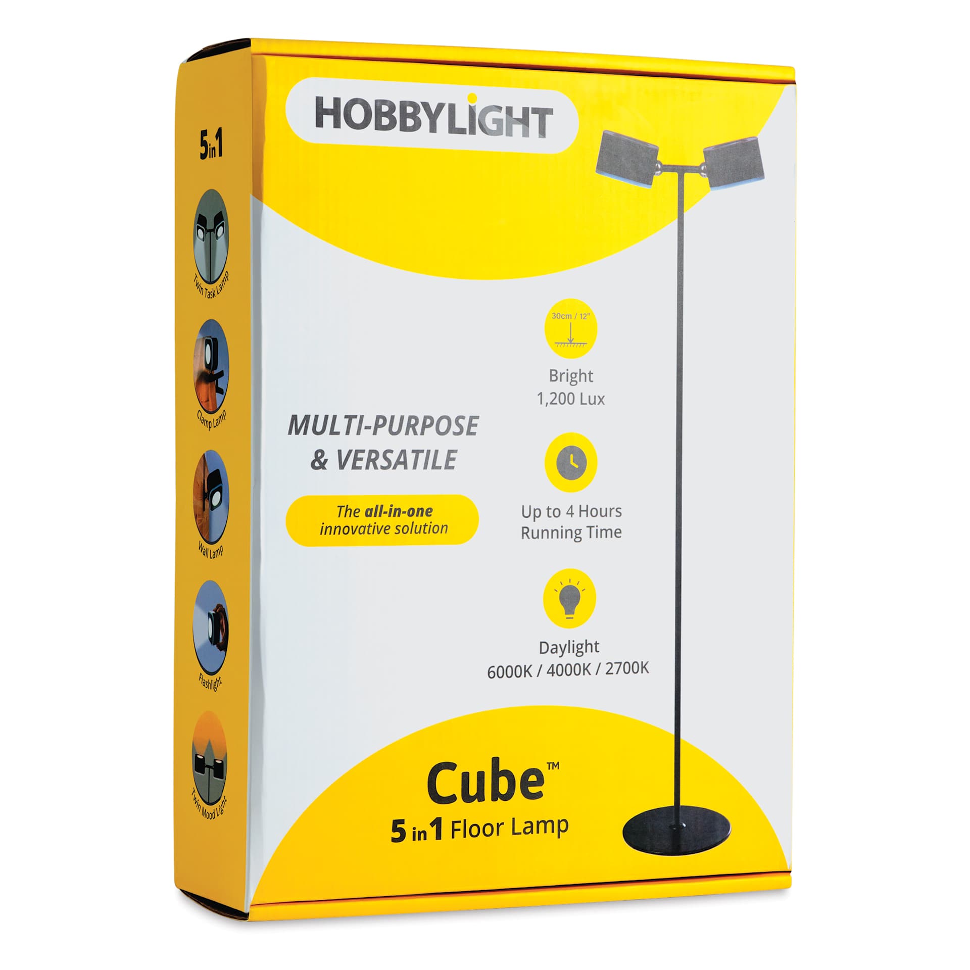Hobbylight Cube 5-in-1 LED Floor Lamp - Black, packaging