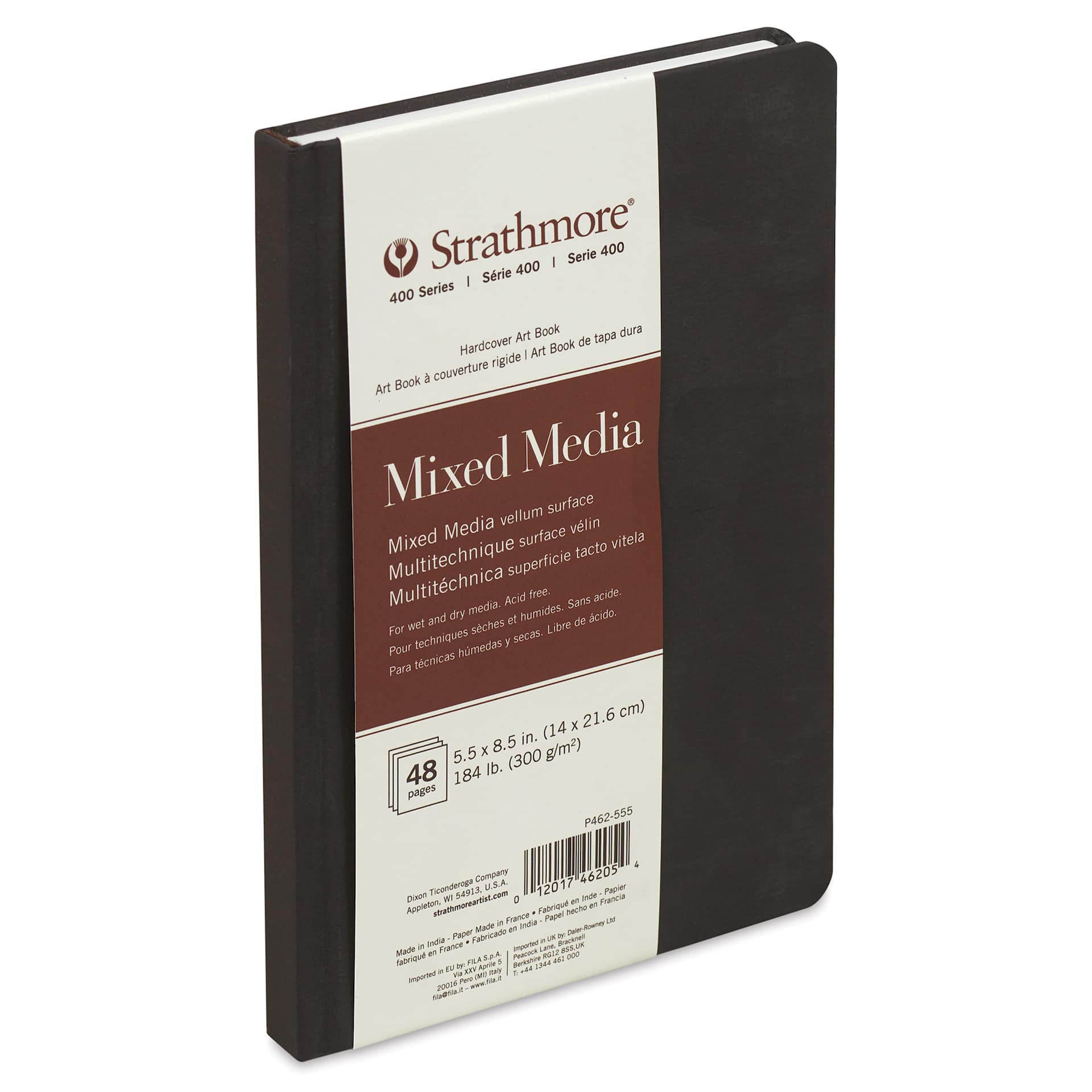 Strathmore 400 Series Mixed Media Hardbound Hardcover Art Book - 5-1/2" x 8-1/2", 48 pages, front cover side view