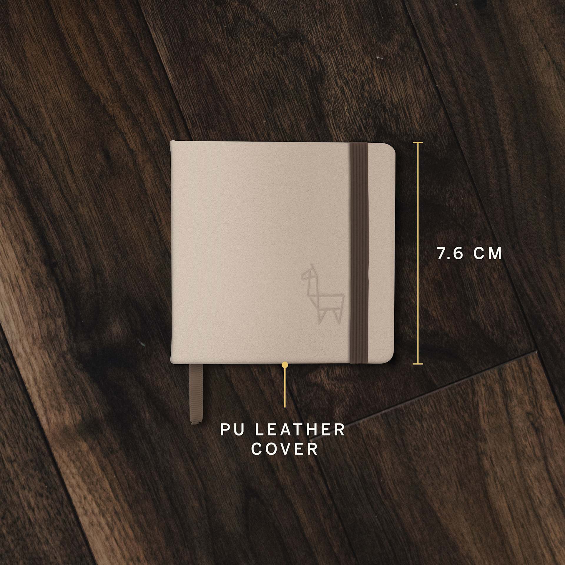 7.6 cm x 7.6 cm. PU leather cover.