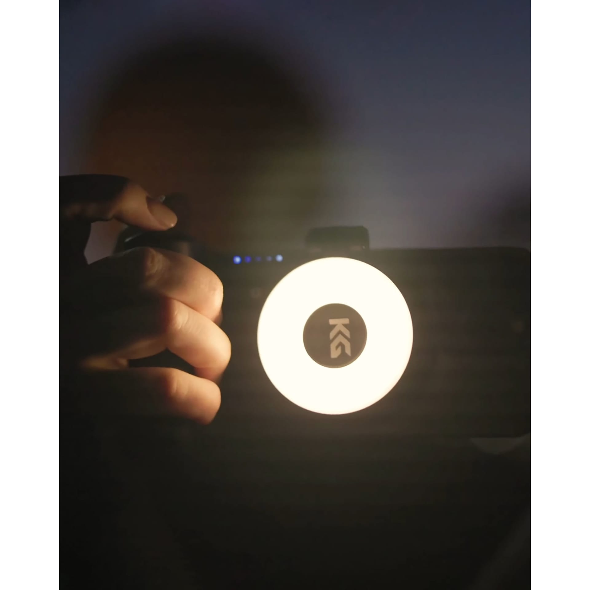 KraftGeek HaloGlow Magnetic Phone Light - White, illuminated