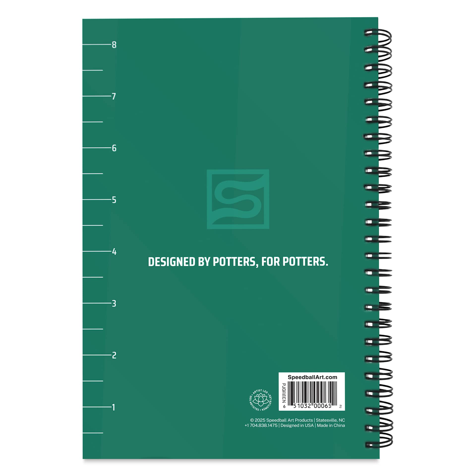 Speedball Potter’s Journey Ceramics Planner - 5-1/2" x 8-1/2", Green, back cover
