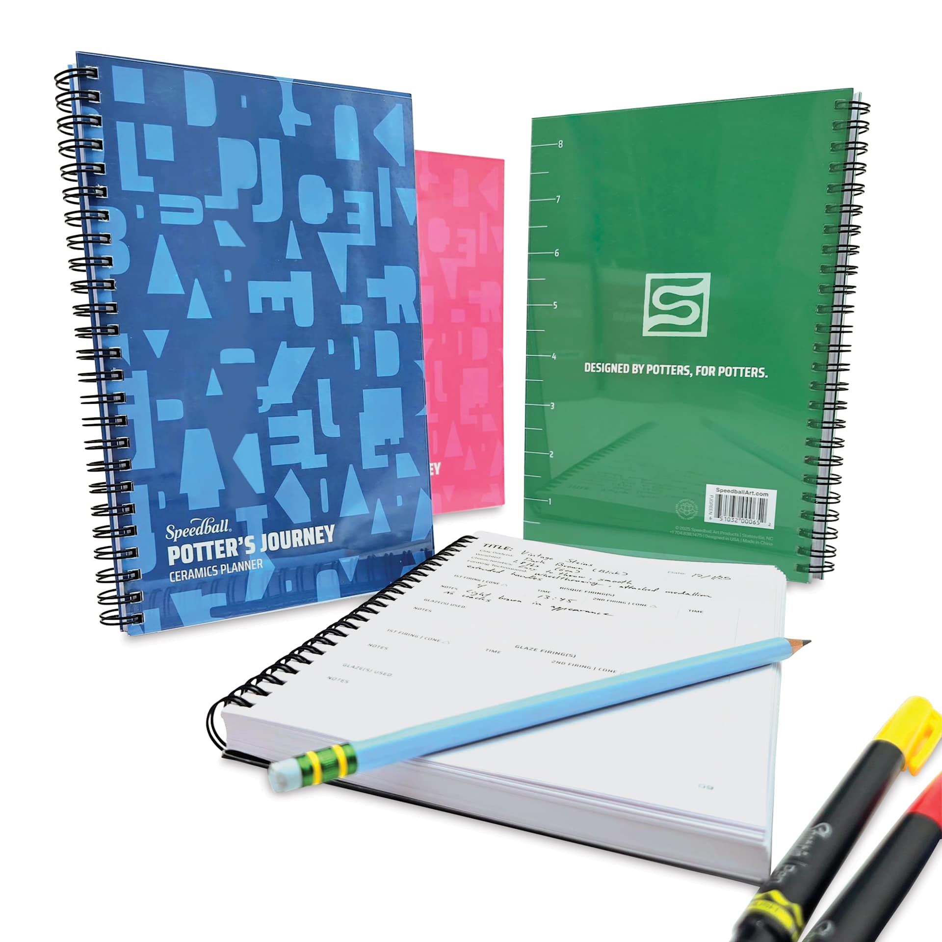 Speedball Potter’s Journey Ceramics Planners, with other supplies (not included)