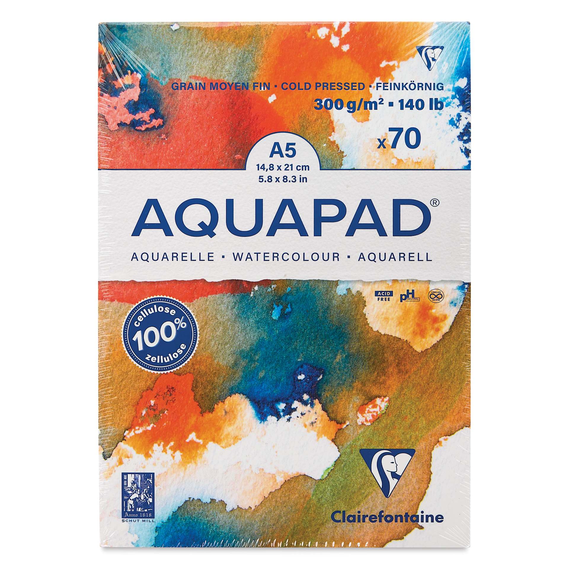 Clairefontaine Aquapad - 5.8" x 8.3", Cold Press, 70 Sheets
