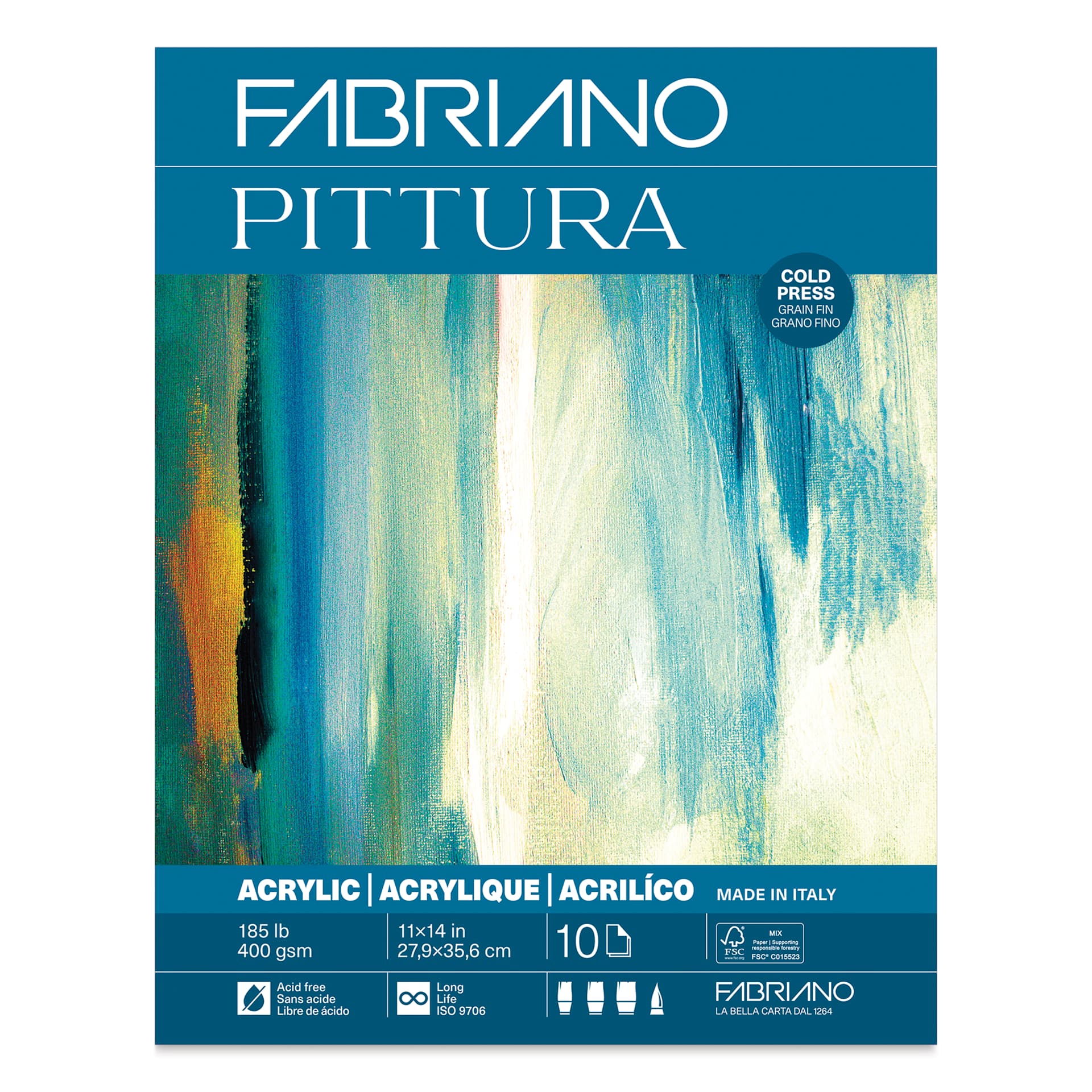 Fabriano Pittura Acrylic Paper Pad - 11" x 14", 185 lb, 10 Sheets