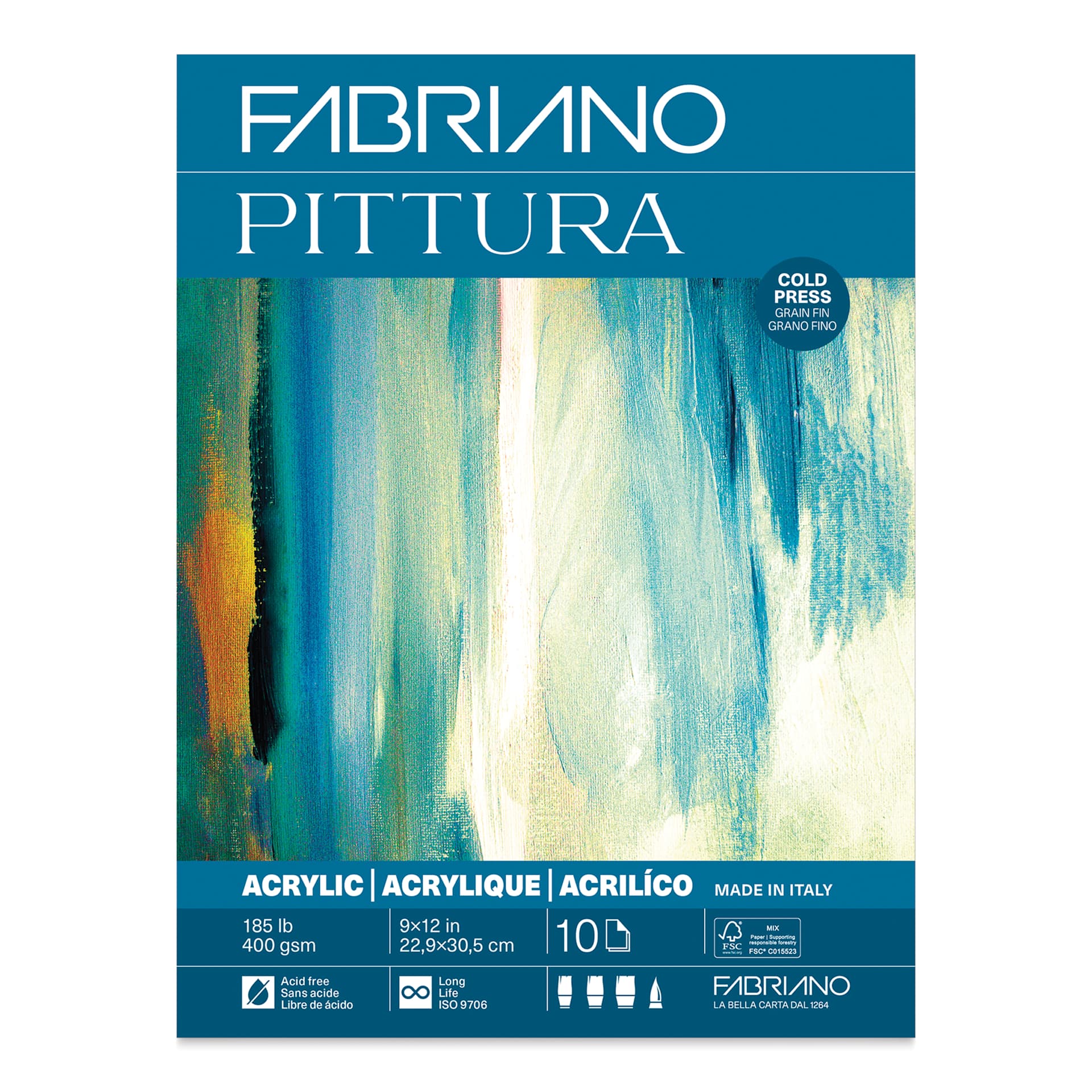 Fabriano Pittura Acrylic Paper Pad - 9" x 12", 185 lb, 10 Sheets