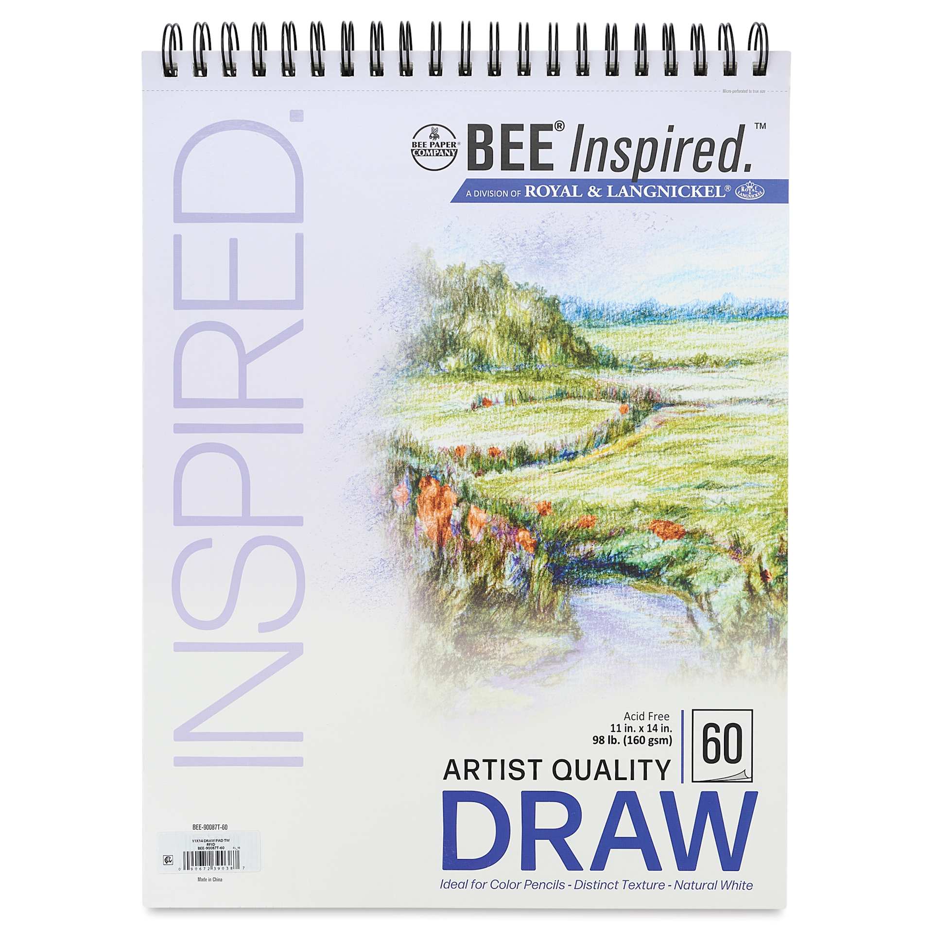Bee Inspired Wirebound Drawing Pad - 11" x 14", front cover