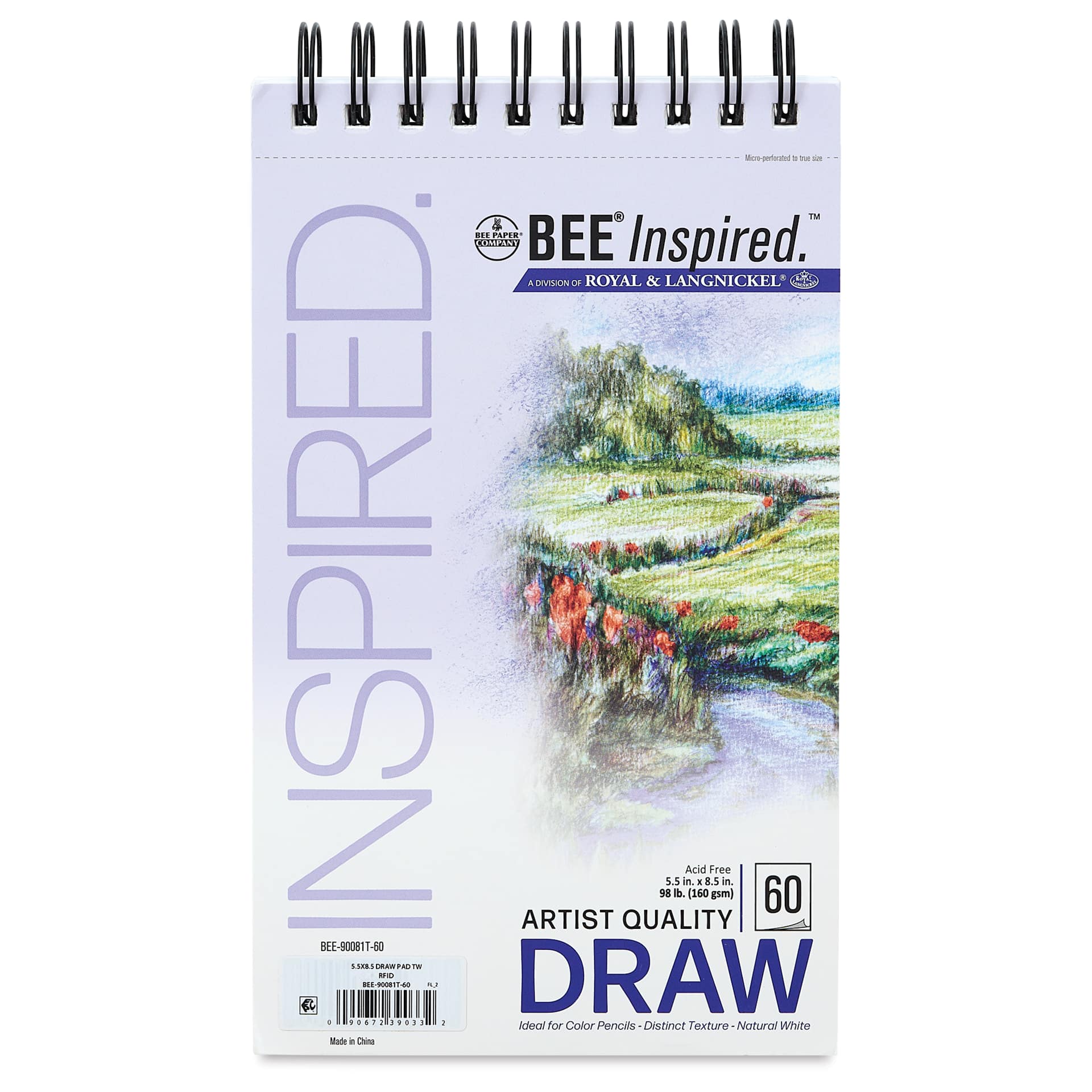 Bee Inspired Wirebound Drawing Pad - 5-1/2" x 8-1/2", front cover
