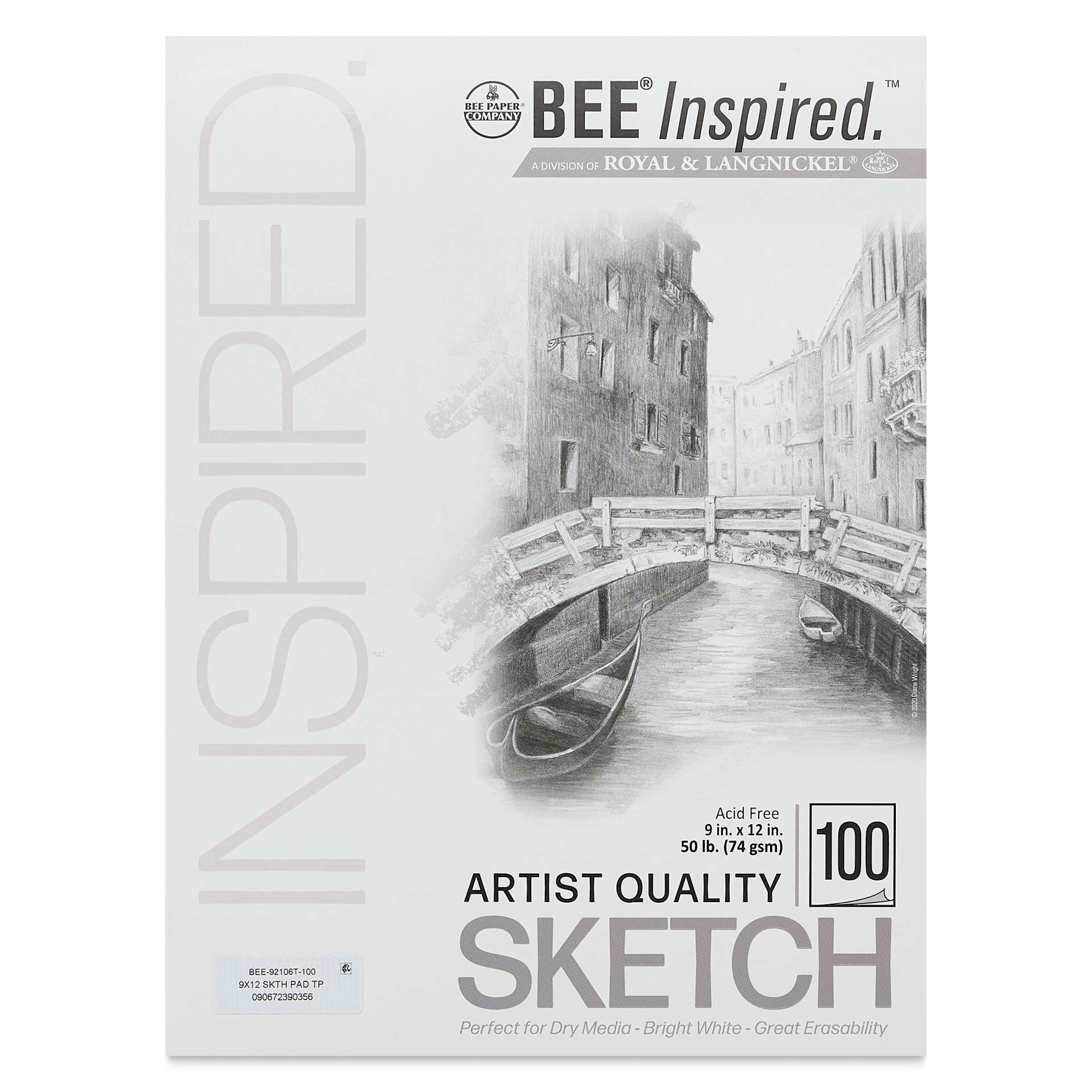Bee Inspired Tape Bound Sketch Pad - 9" x 12", front cover
