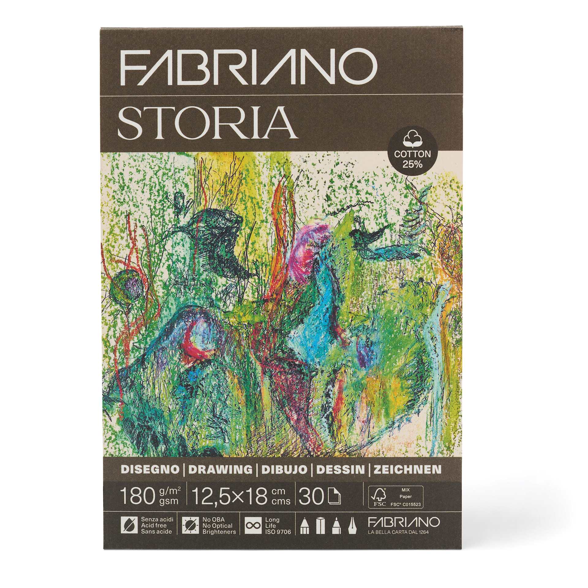 Fabriano Storia Gluebound Drawing Pad - 5" x 7", 180 gsm, 30 Sheets