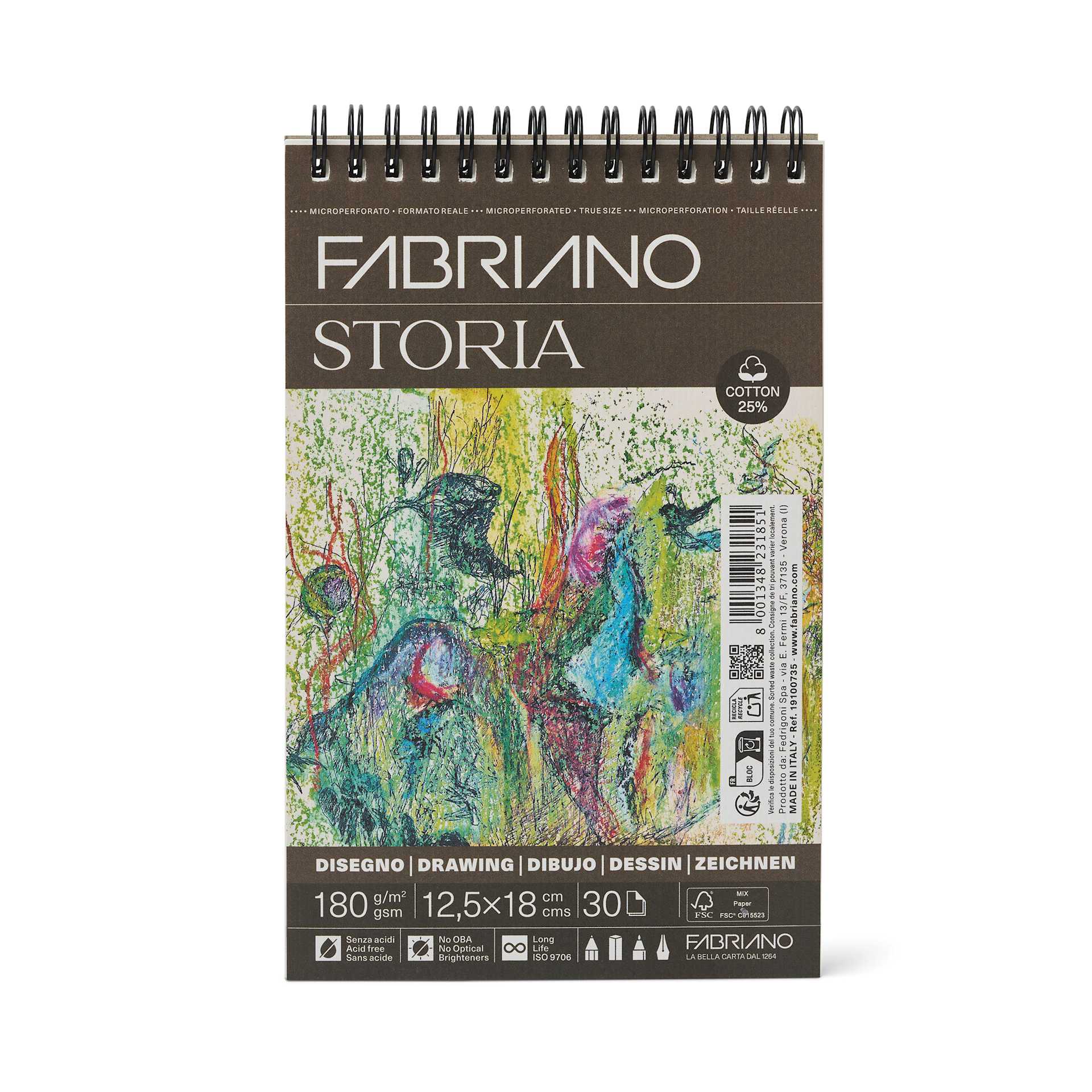 Fabriano Storia Wirebound Drawing Pad - 5" x 7", 180 gsm, 30 Sheets