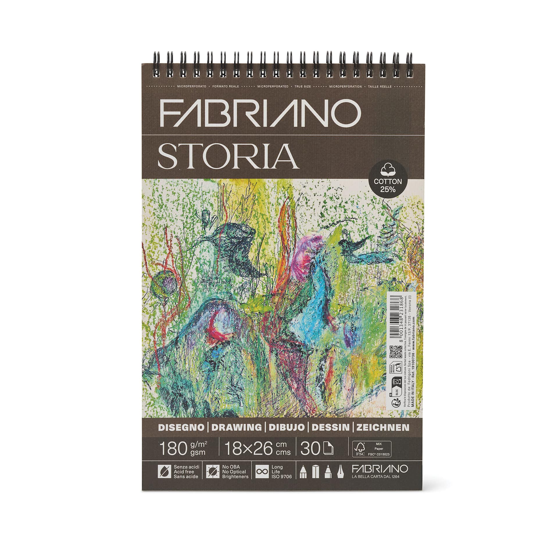 Fabriano Storia Wirebound Drawing Pad - 7" x 10", 180 gsm, 30 Sheets