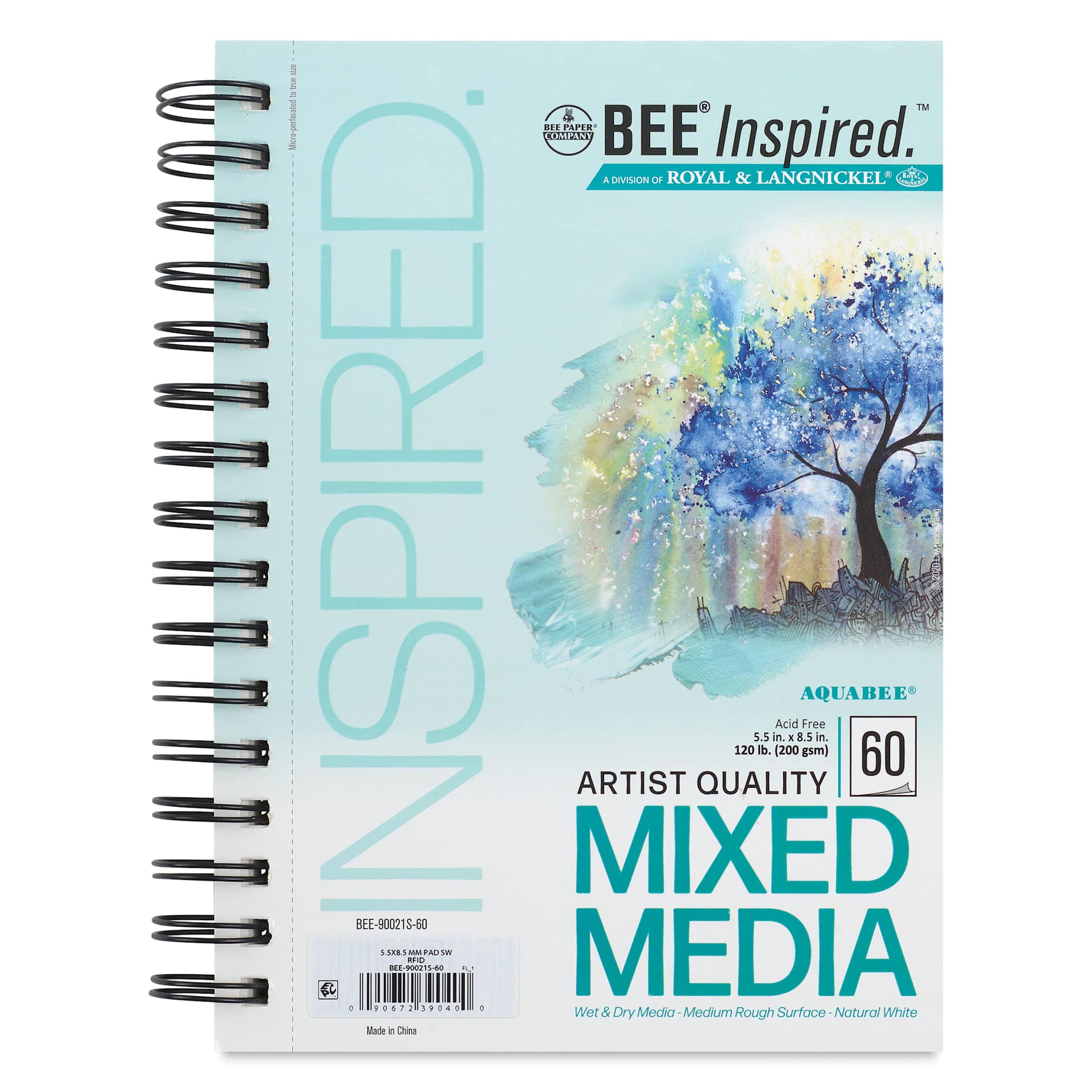 Bee Inspired Wirebound Mixed Media Artist Pad - 5-1/2" x 8-1/2", 60 Sheets, front cover