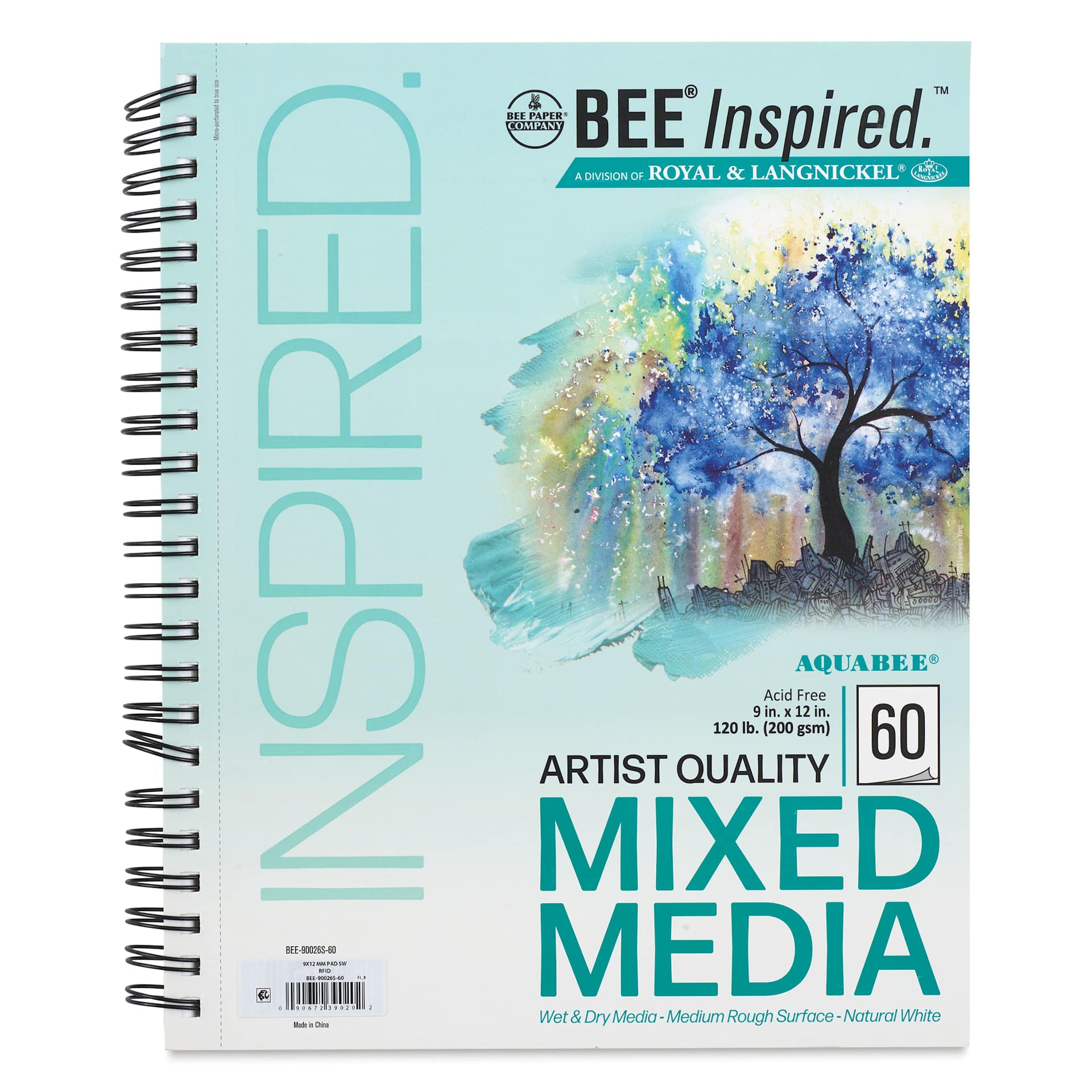 Bee Inspired Wirebound Mixed Media Artist Pad - 9" x 12", 60 Sheets, front cover