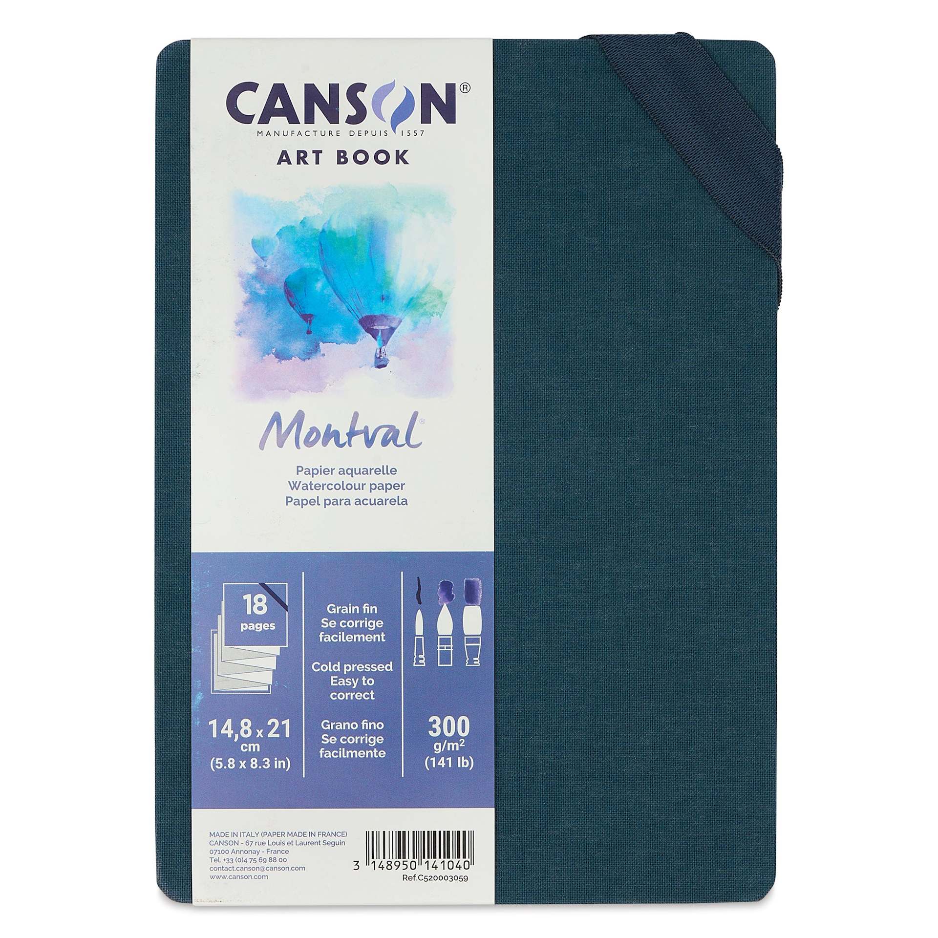 Canson Montval Accordion Watercolor Book - 5" x 8", 140 lb, Cold Press, front cover with label