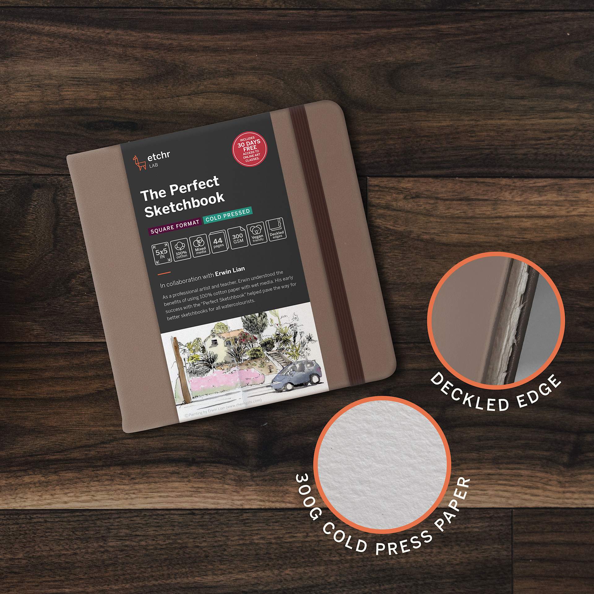 300 GSM cold press paper. Deckled edge.