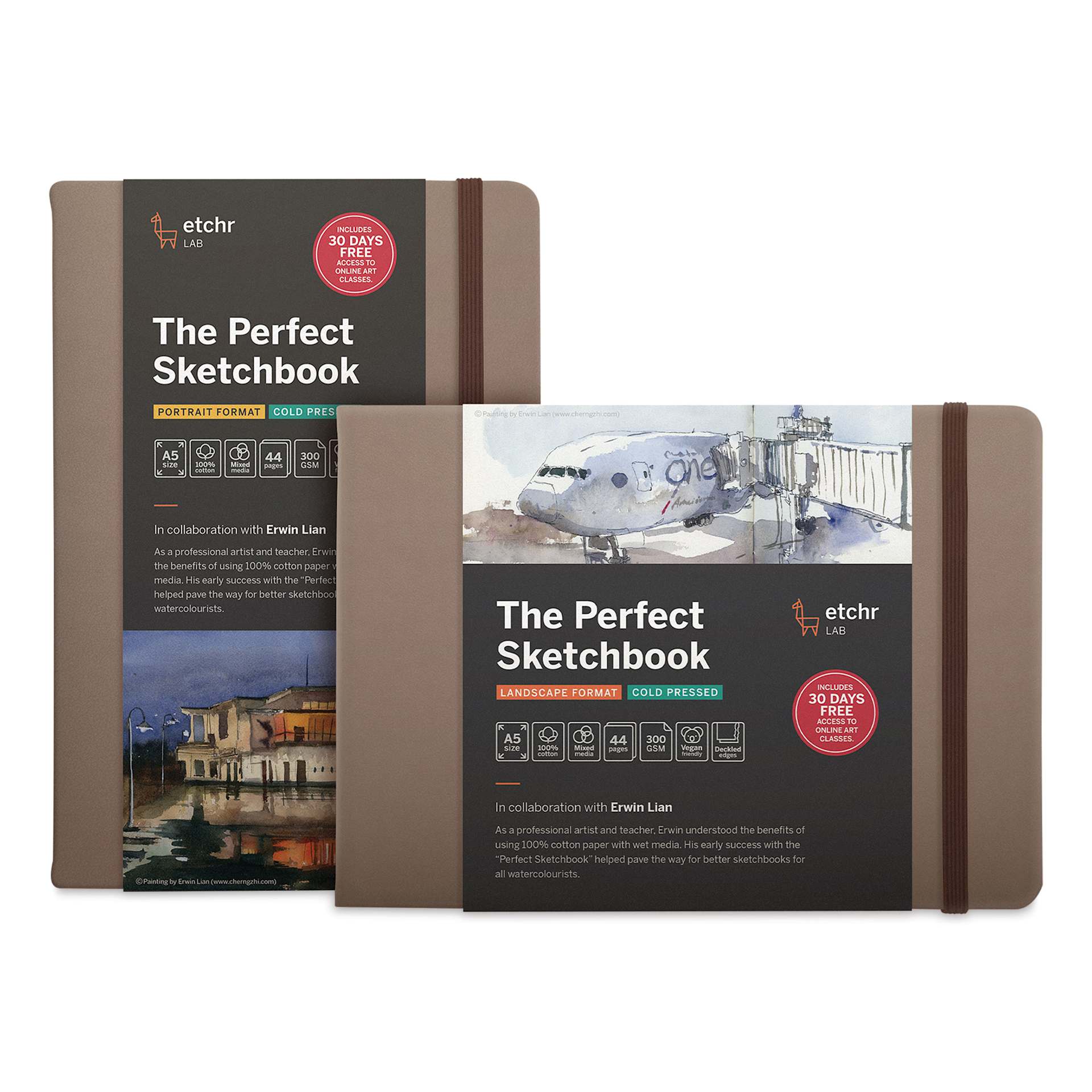 Etchr The Perfect Sketchbooks with Deckle Edges - A5 Sketchbooks in Portrait and Landscape