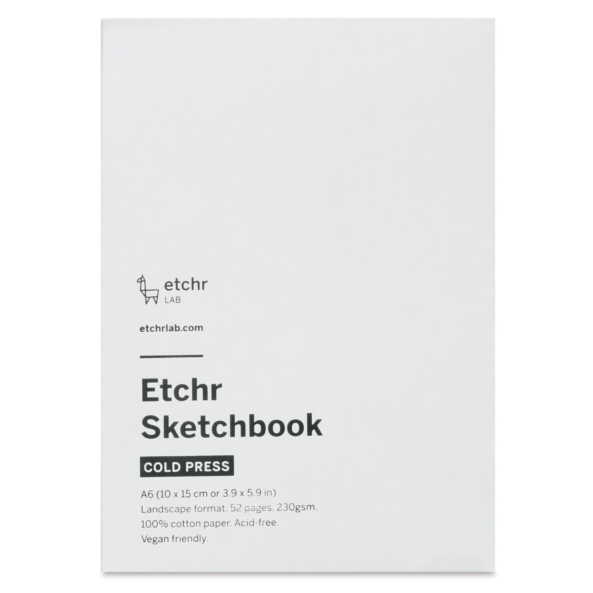 Etchr Mixed Media Hardbound Sketchbook - 4.1" x 5.8", Cold Press, back of the pad