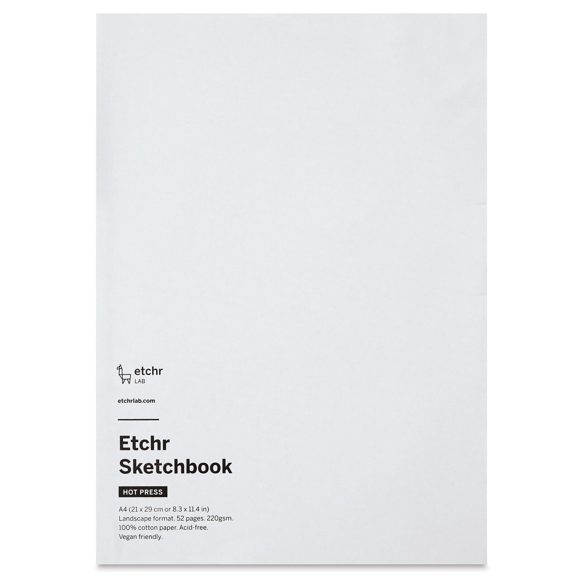 Etchr Mixed Media Hardbound Sketchbook - A4, 8.3" x 11.7", Hot Press, Landscape, front of packaging