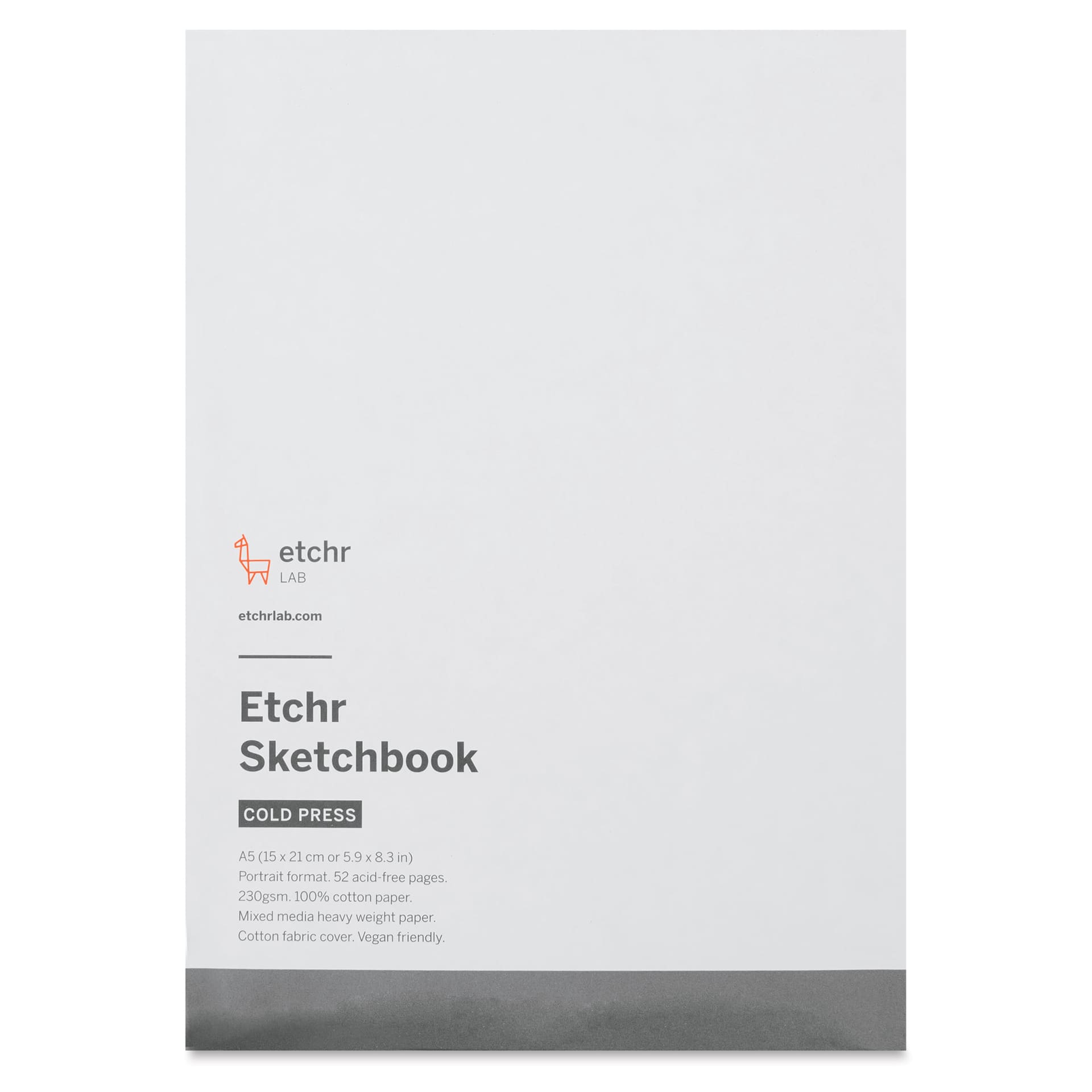 Etchr Mixed Media Hardbound Sketchbook - Cold Press, Portrait, 8.3" x 5.8", 110 lb, front cover