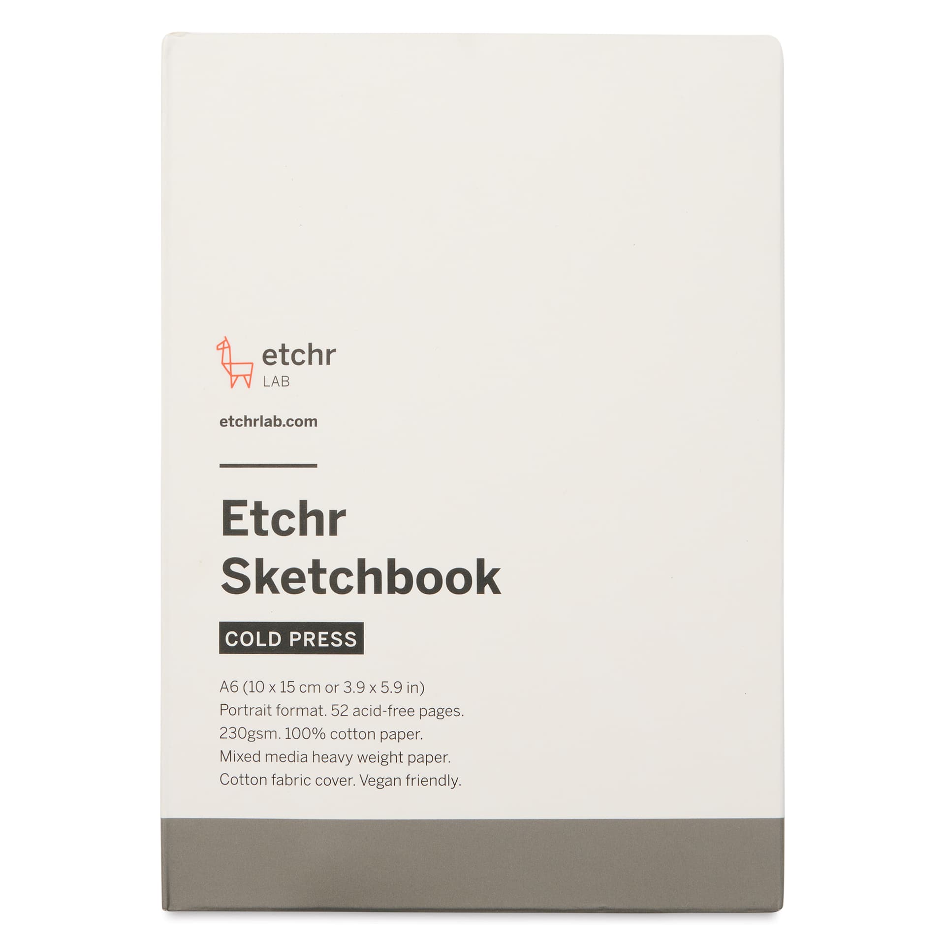 Etchr Mixed Media Hardbound Sketchbook - Cold Press, Portrait, A6, 5.8" x 4.1", 110 lb, front of packaging