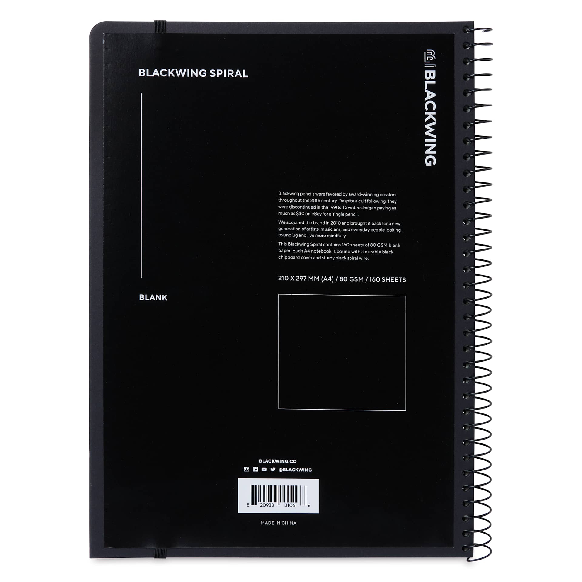 Blackwing Spiral Notebook - Blank, 8-1/4" x 11-3/4", back of notebook