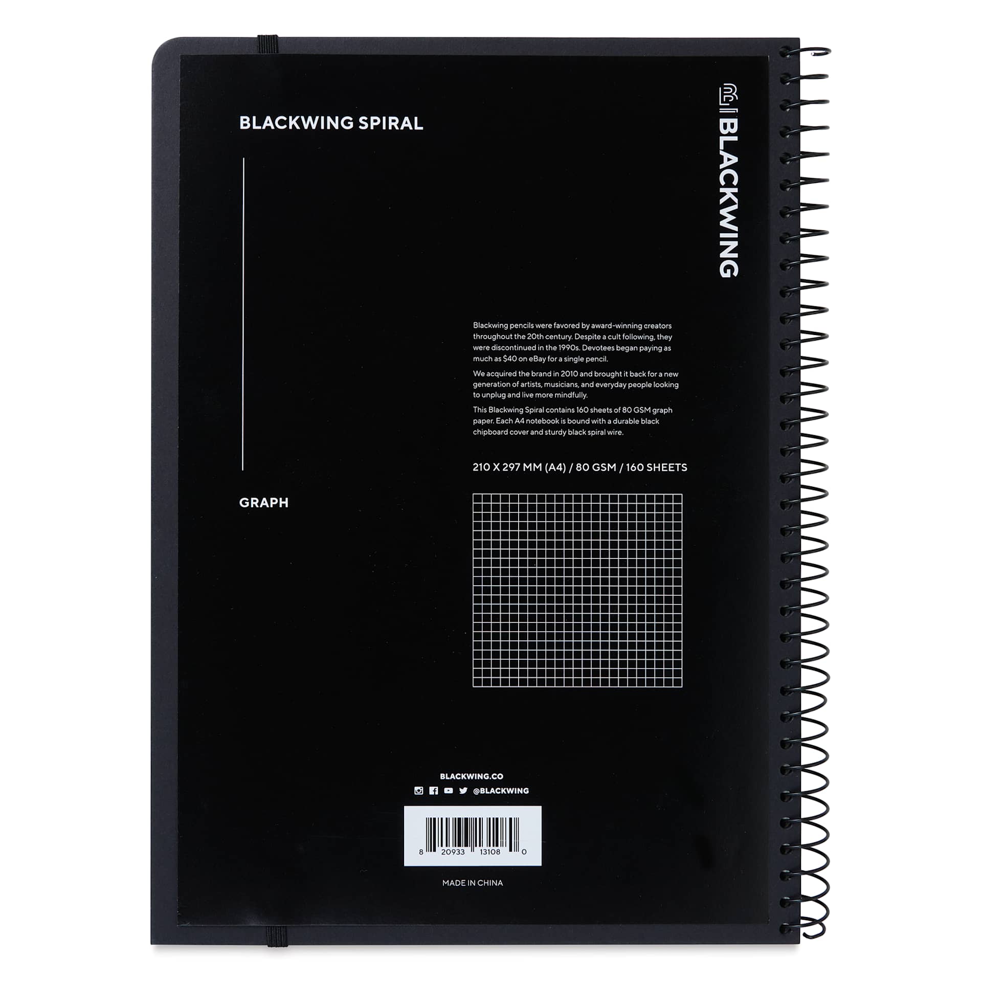 Blackwing Spiral Notebook - Graph, 8-1/4" x 11-3/4", back of notebook
