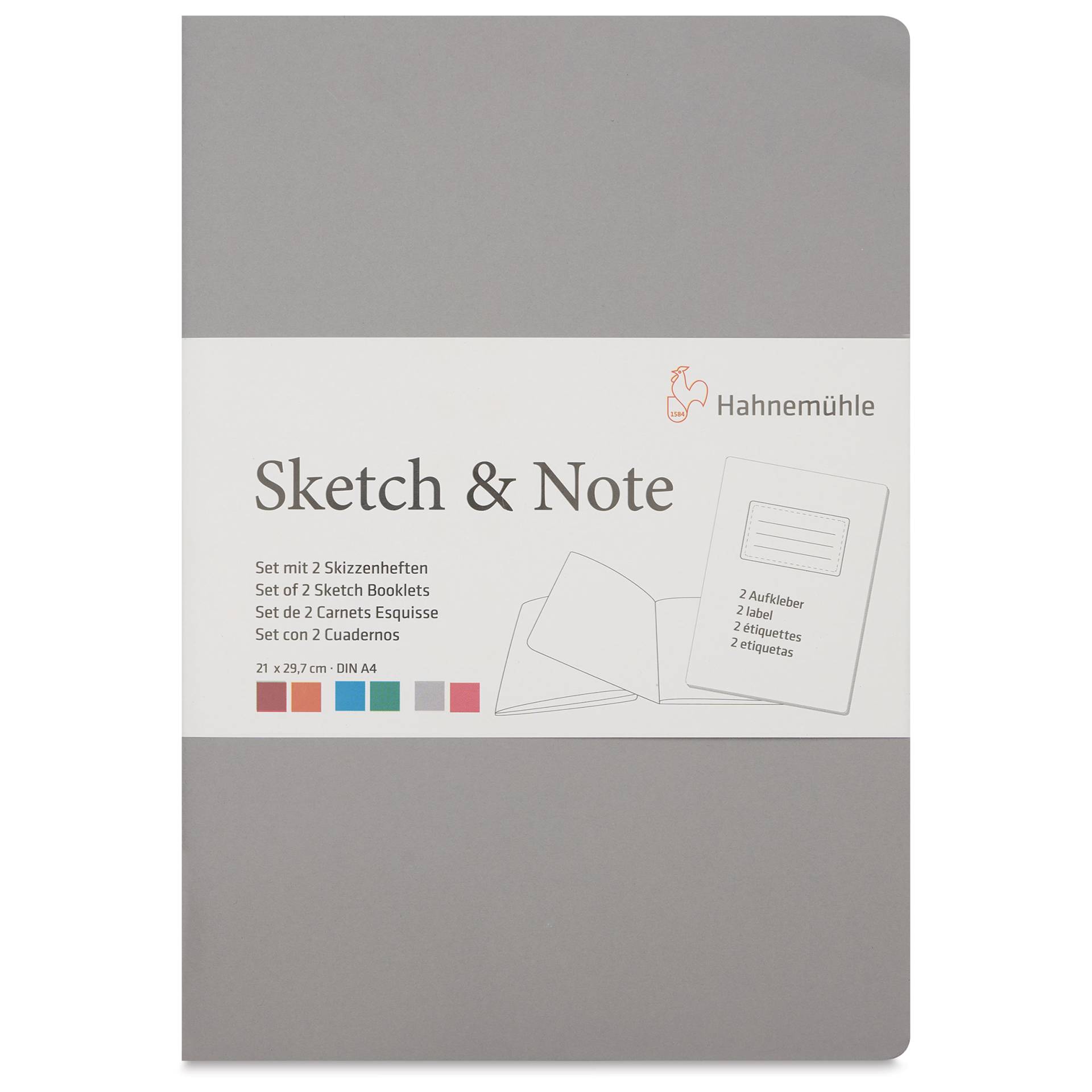 Hahnemühle Sketch and Note Booklets - Grey, 8.3" x 11.7", front cover of a single booklet