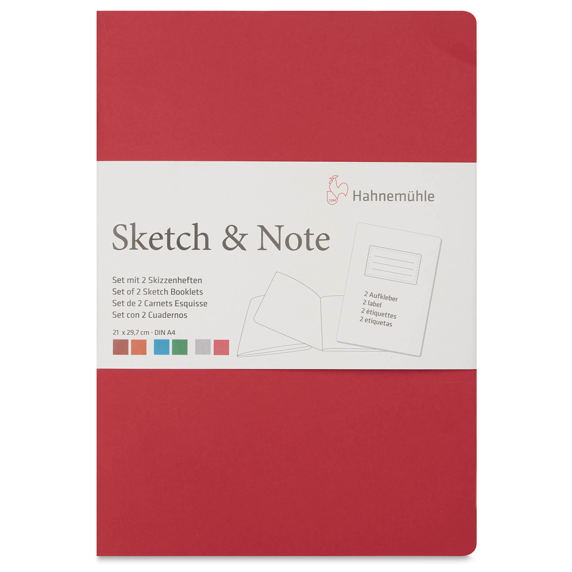Hahnemühle Sketch and Note Booklets - Red, 8.3" x 11.7", front cover of a single booklet