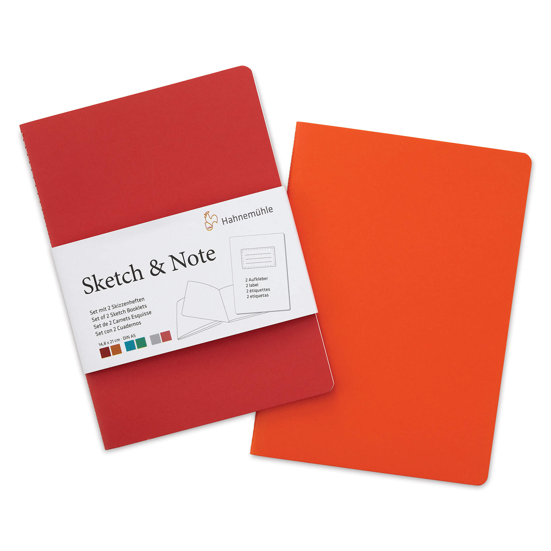 Hahnemühle Sketch and Note Booklets - Red and Orange, 5.83" x 8.27", Pkg of 2