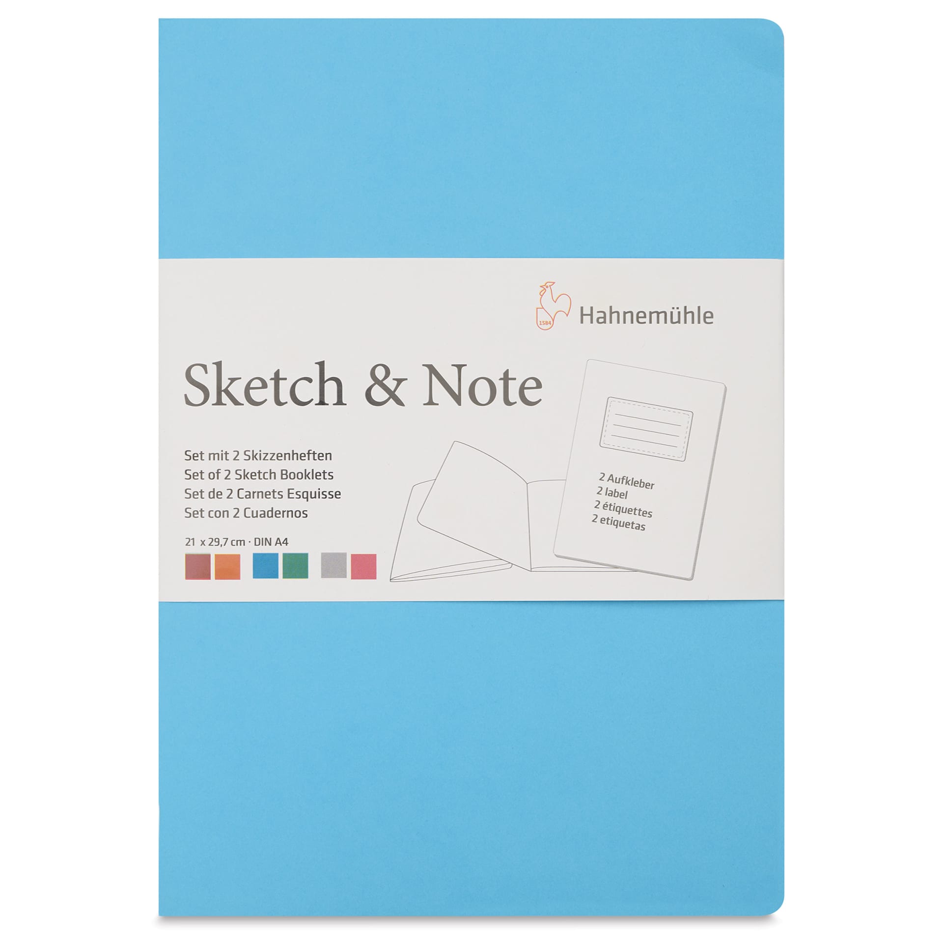 Hahnemühle Sketch and Note Booklets - Blue, 8.3" x 11.7", front cover of a single booklet