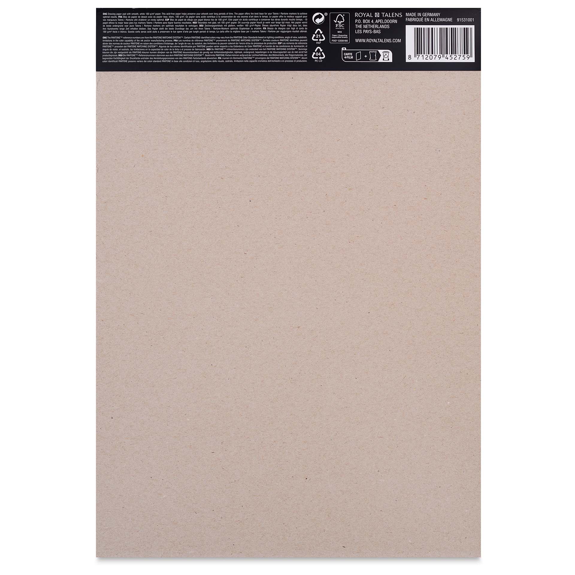 Talens Pantone Art Pad - 8-1/4" x 11-3/4", back