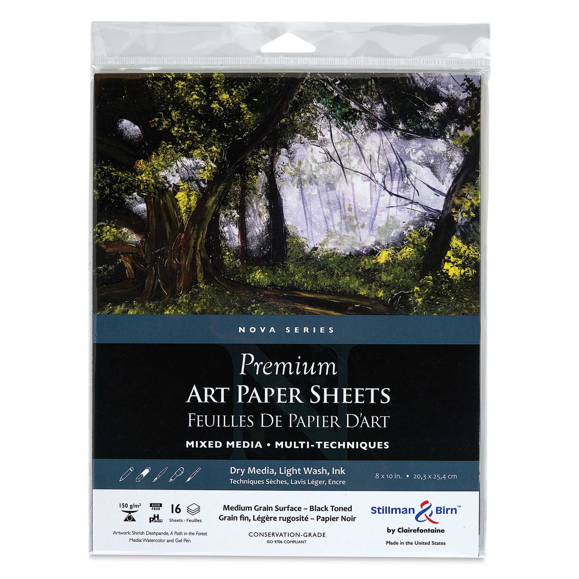 Stillman & Birn Nova Series Toned Art Paper - Black, 8" x 10", front of the packaging