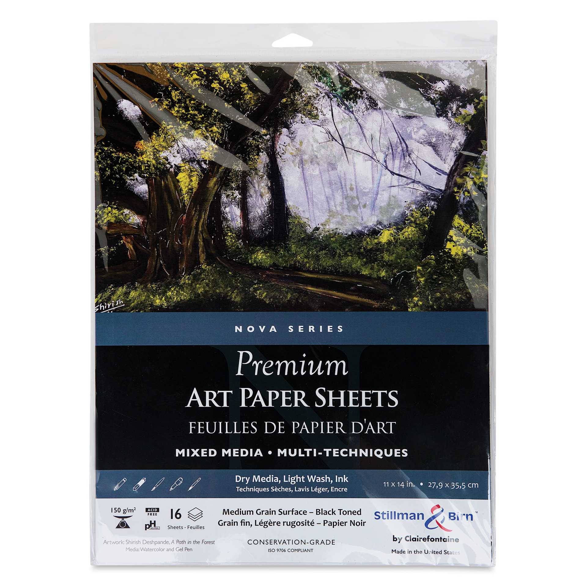 Stillman & Birn Nova Series Toned Art Paper - Black, 11" x 14", front of the packaging