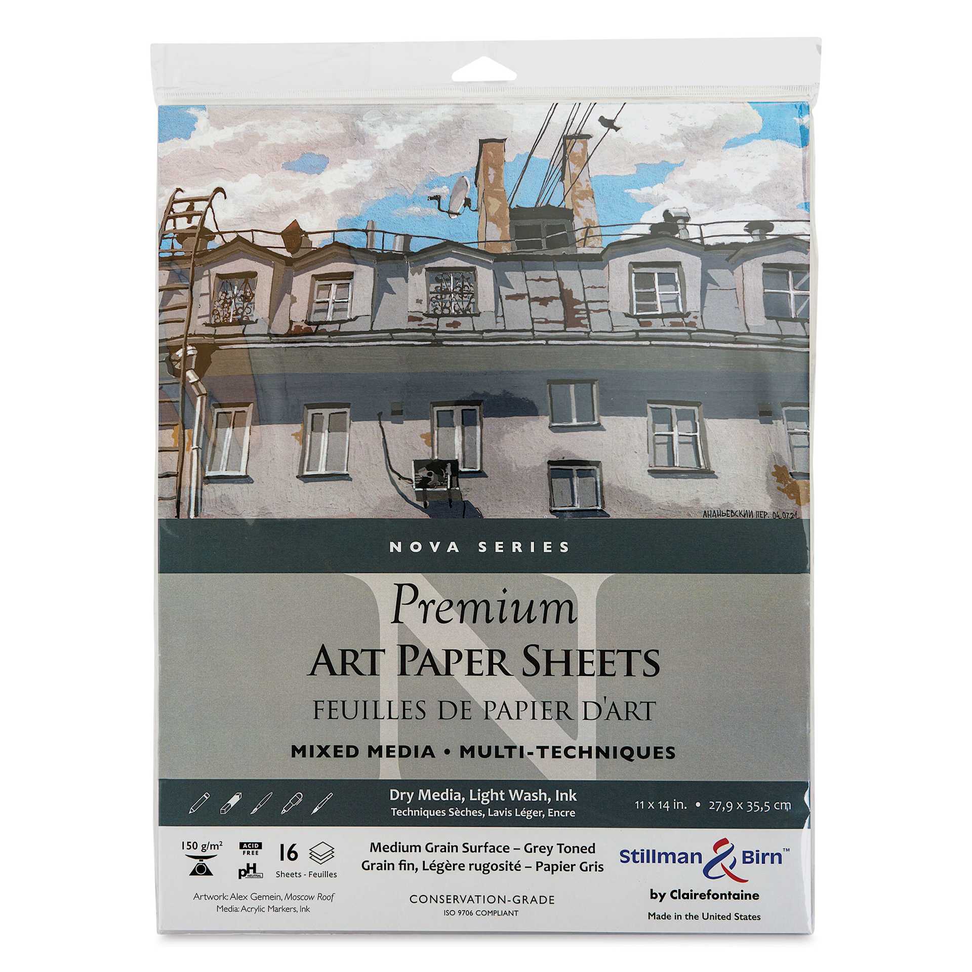 Stillman & Birn Nova Series Toned Art Paper - Grey, 11" x 14", front of the packaging
