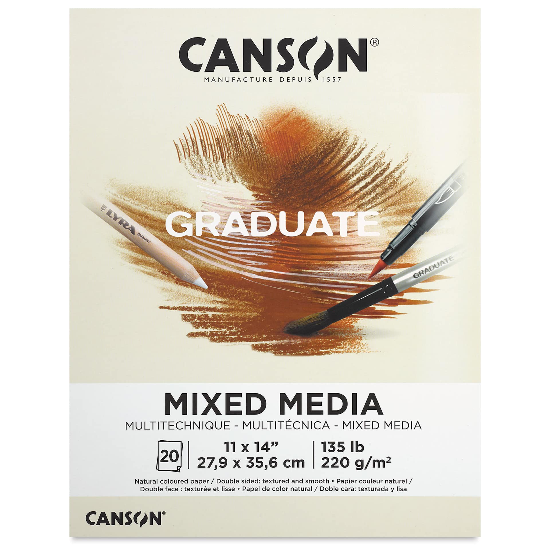 Canson Graduate Toned Mixed Media Pad - Natural, 11" x 14", front cover