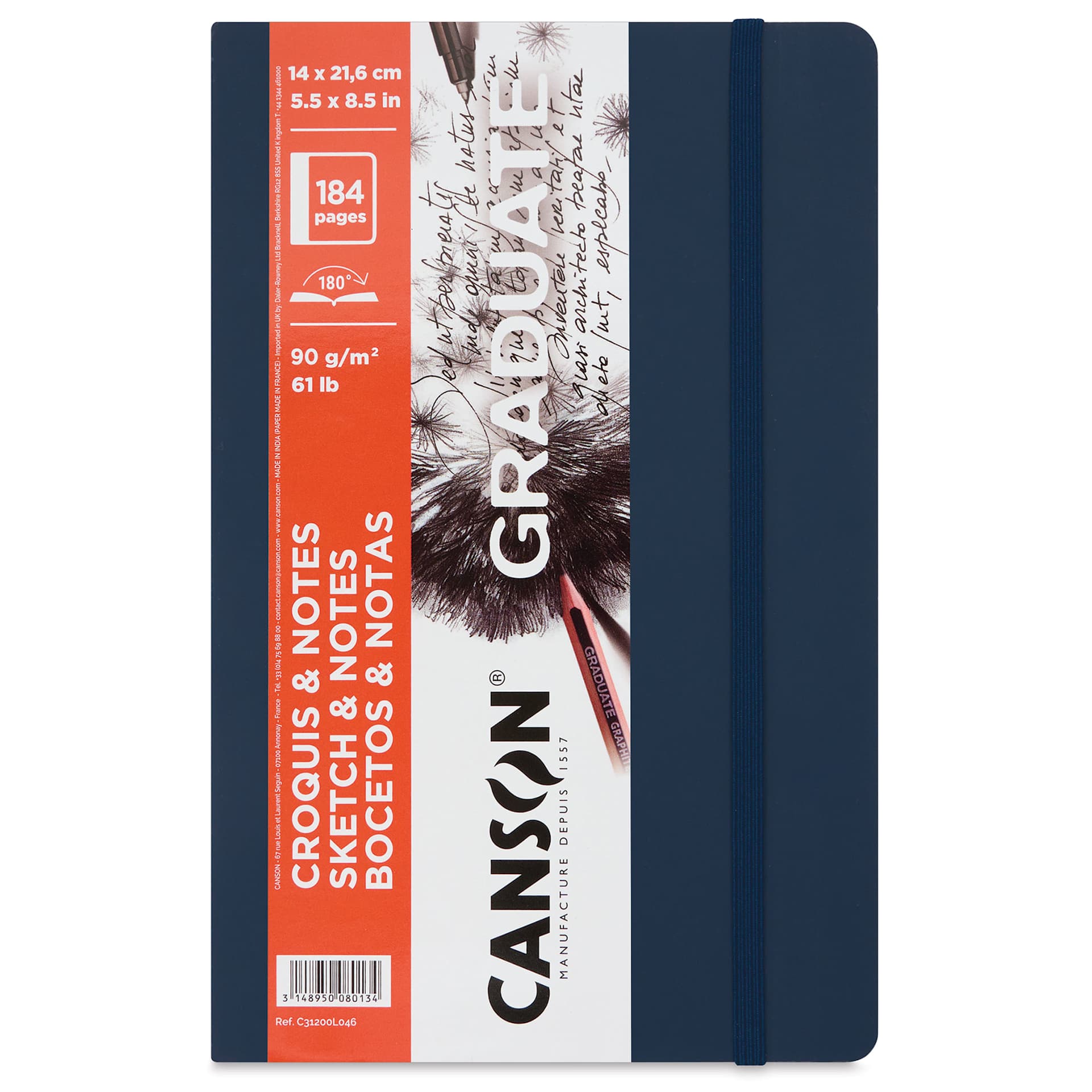 Canson Graduate Sketch and Note Softcover Book - Front cover of the Dark Blue pad