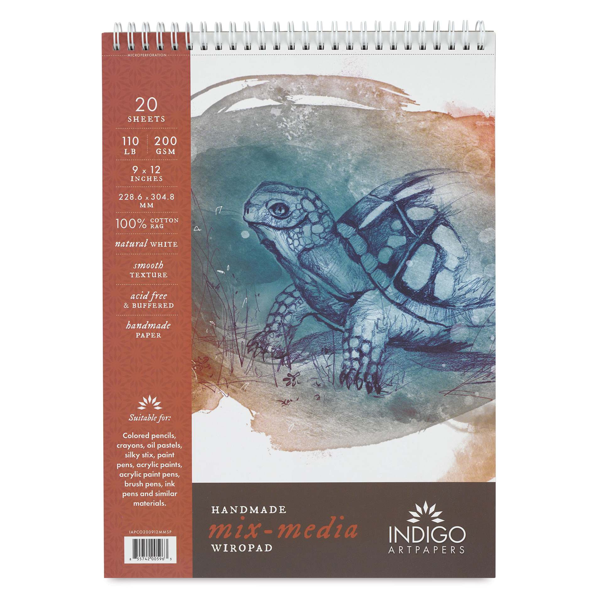 Indigo Artpapers Mixed Media Wiropad - 9" x 12", front cover