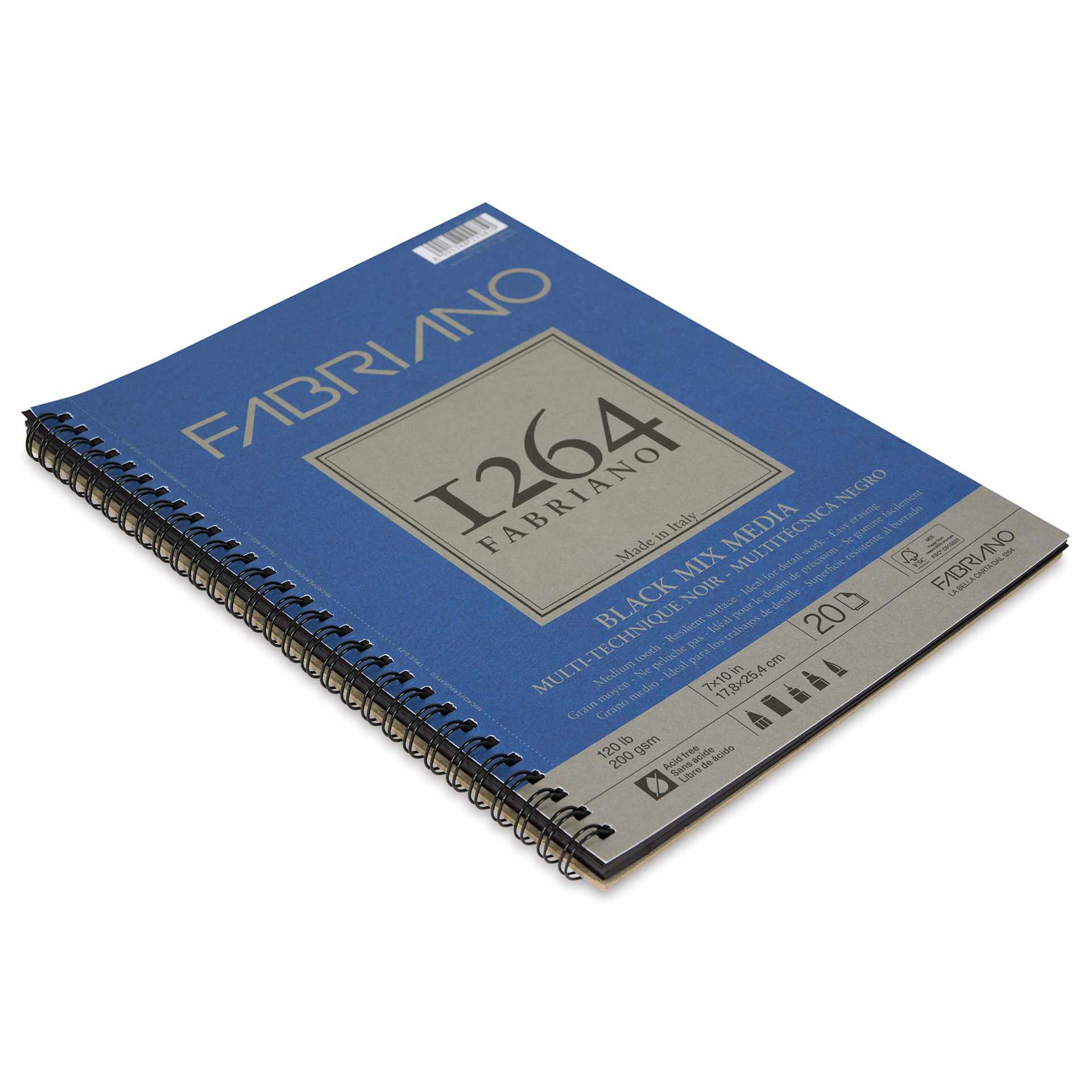 Fabriano 1264 Black Mixed Media Pad - 7" x 10", pad laid flat