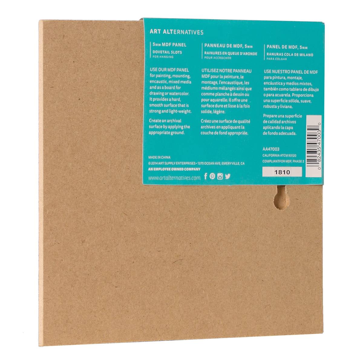 Art Alternatives MDF Panel - 6" x 6", back of packaging