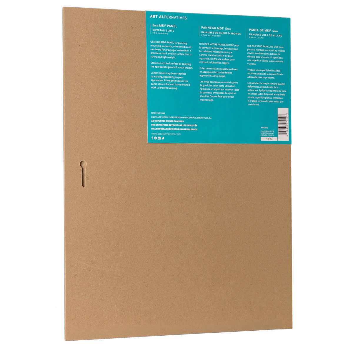 Art Alternatives MDF Panel - 12" x 16", back of packaging