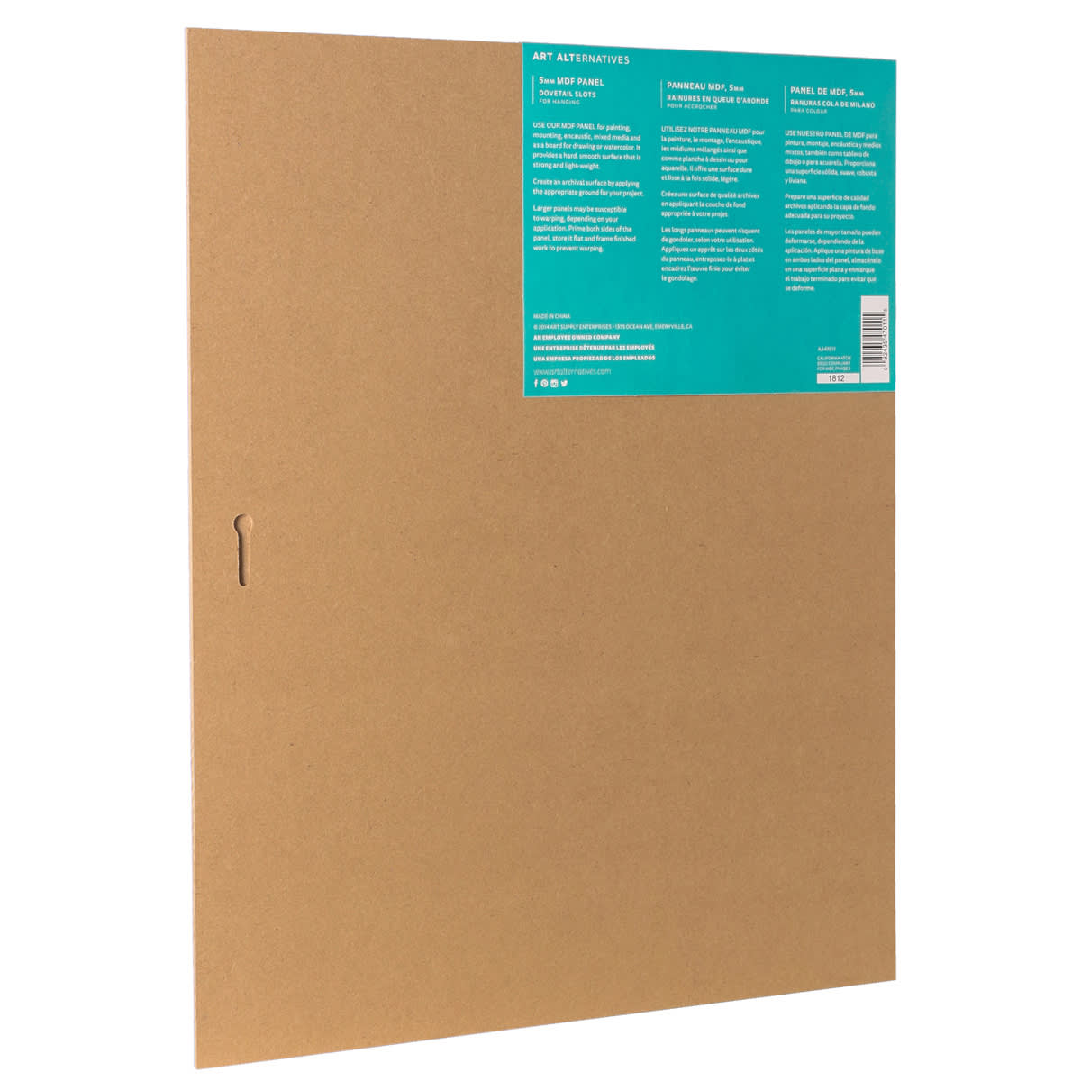Art Alternatives MDF Panel - 14" x 18", back of packaging