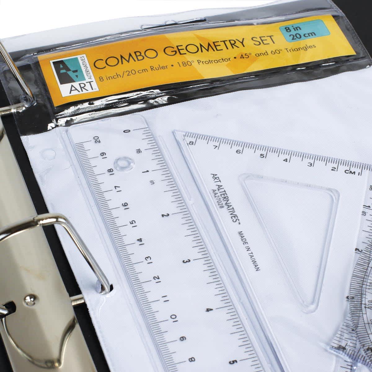 Art Alternatives Geometry Set - Set of 4, 8" Ruler inside binder