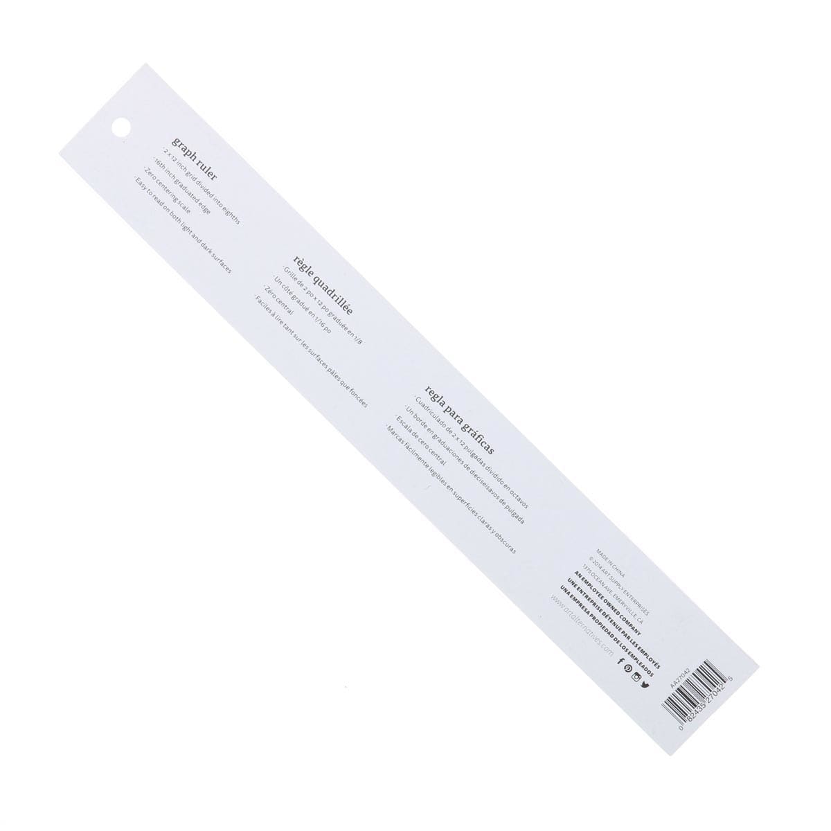 Art Alternatives Graph Ruler - 2" x 12" back of packaging