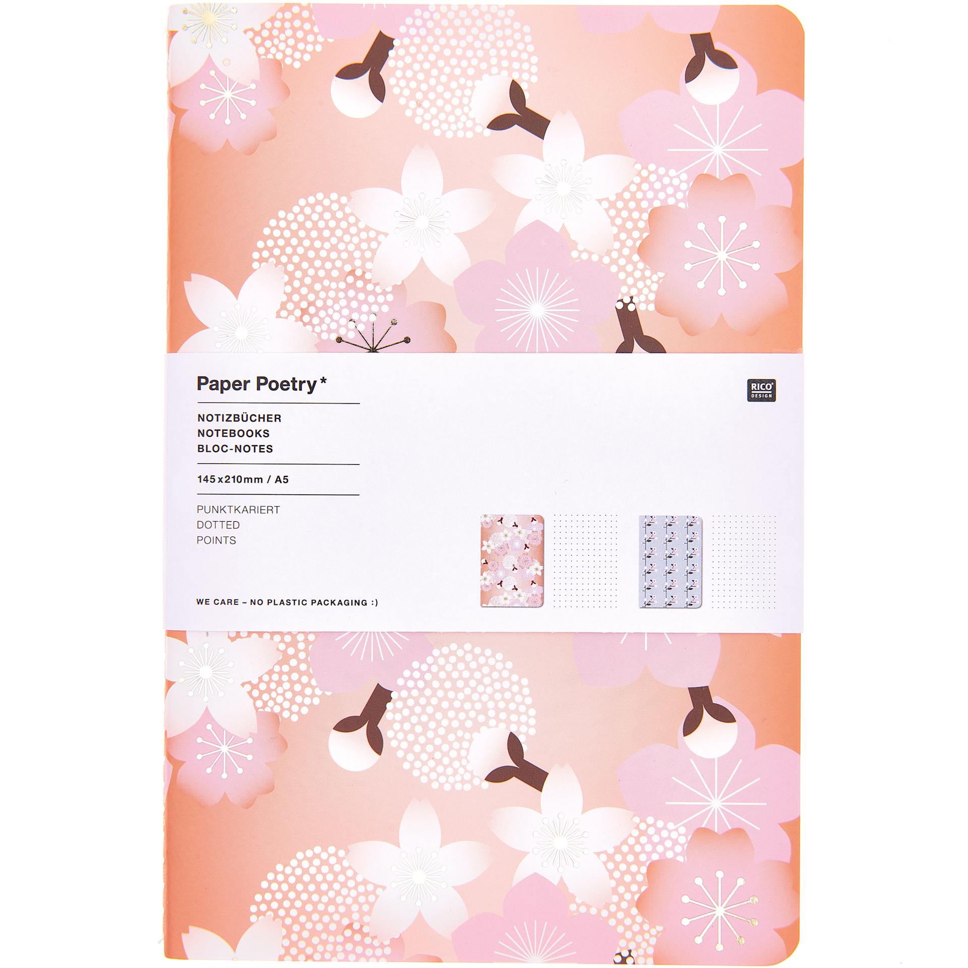 Rico Design Sakura Orange/Blue Set - Dotted, 2 Books/Pkg., A5 (5.7" x 8.3")