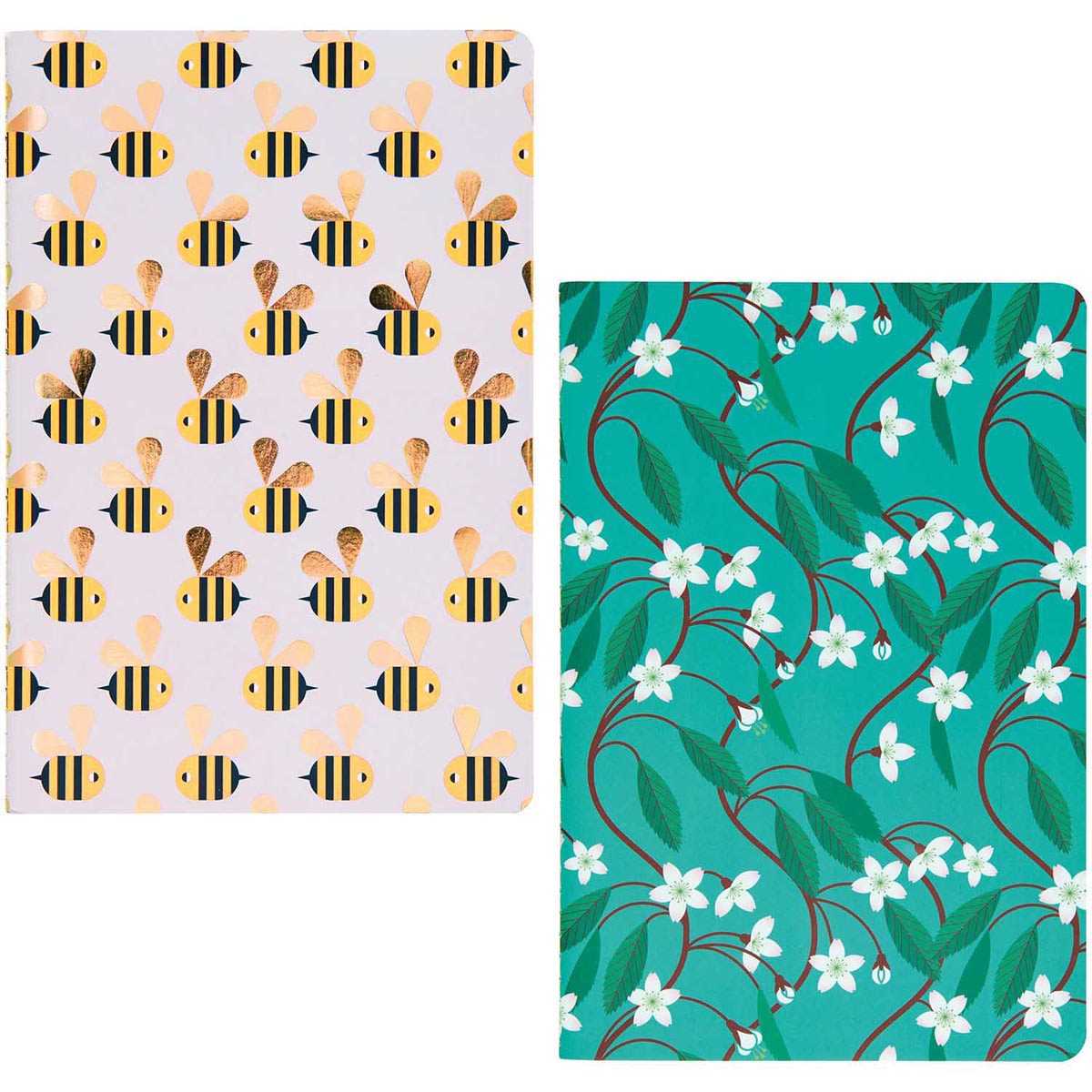 Rico Design Bee/Fruit/Flower Set - Dotted, 2 Books/Pkg., A5 (5.7" x 8.3")