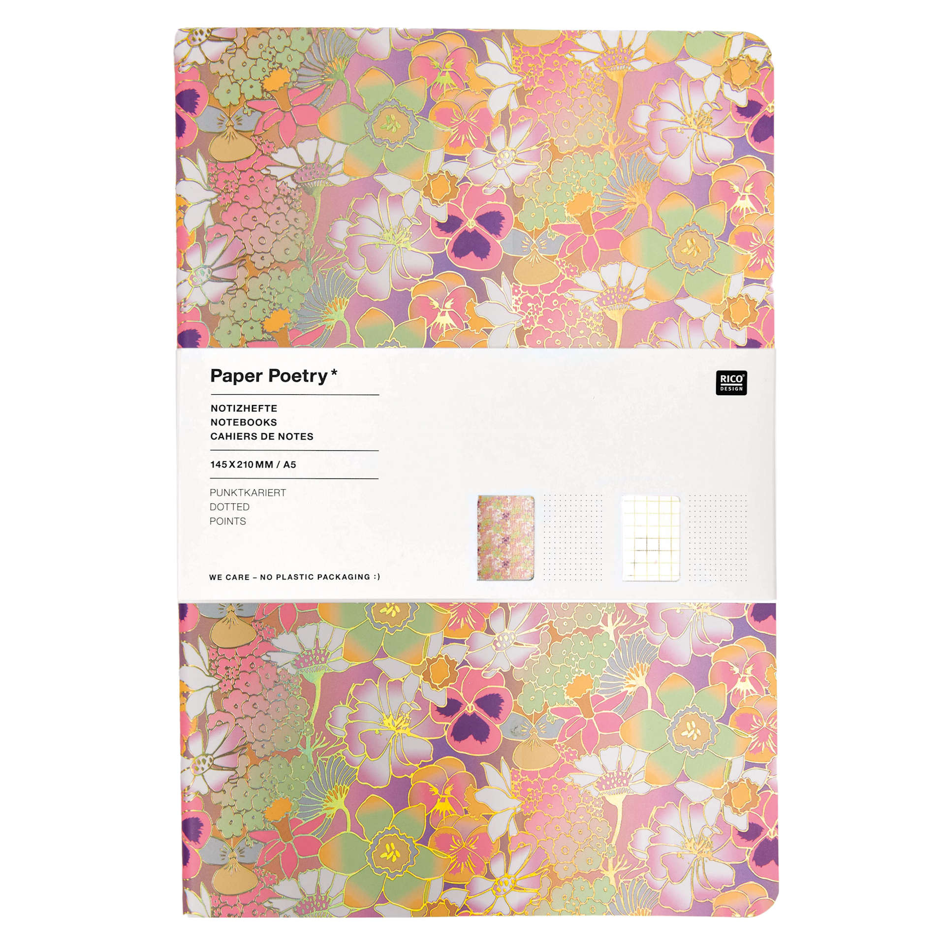 Rico Design Pansies/Grid Set - Dotted, 2 Books/Pkg., A5 (5.7" x 8.3")