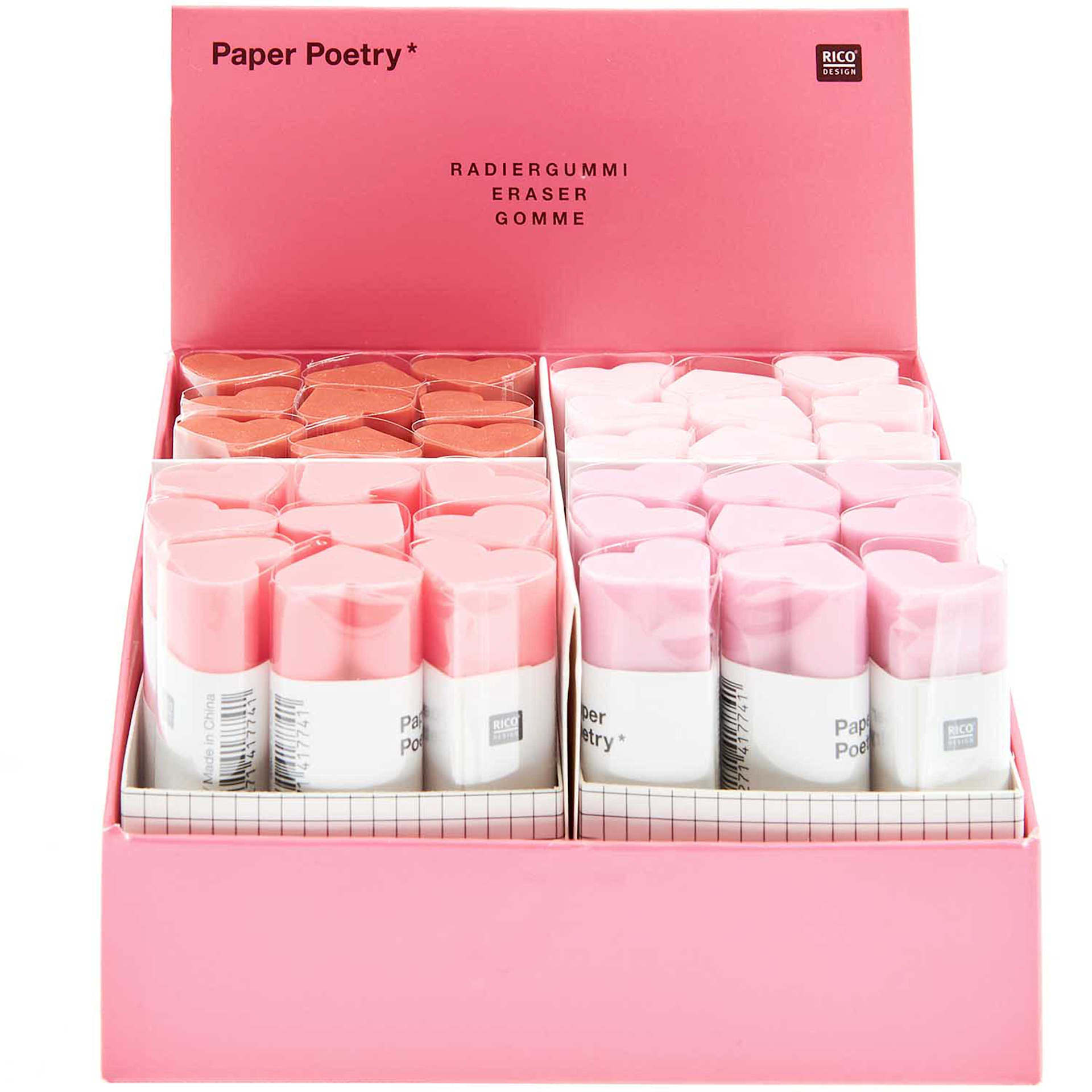 Rico Design Heart-Shaped Eraser 36-Piece P.O.P. Display