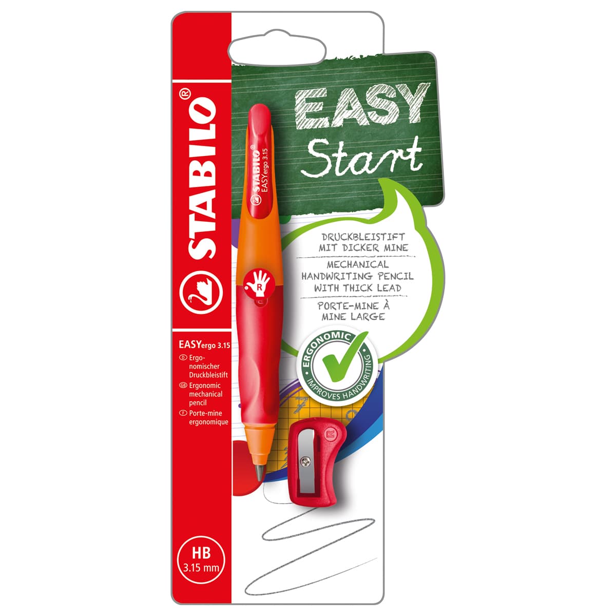 EASYergo Mechanical Pencils Right-Handed Orange/Red - Peggable