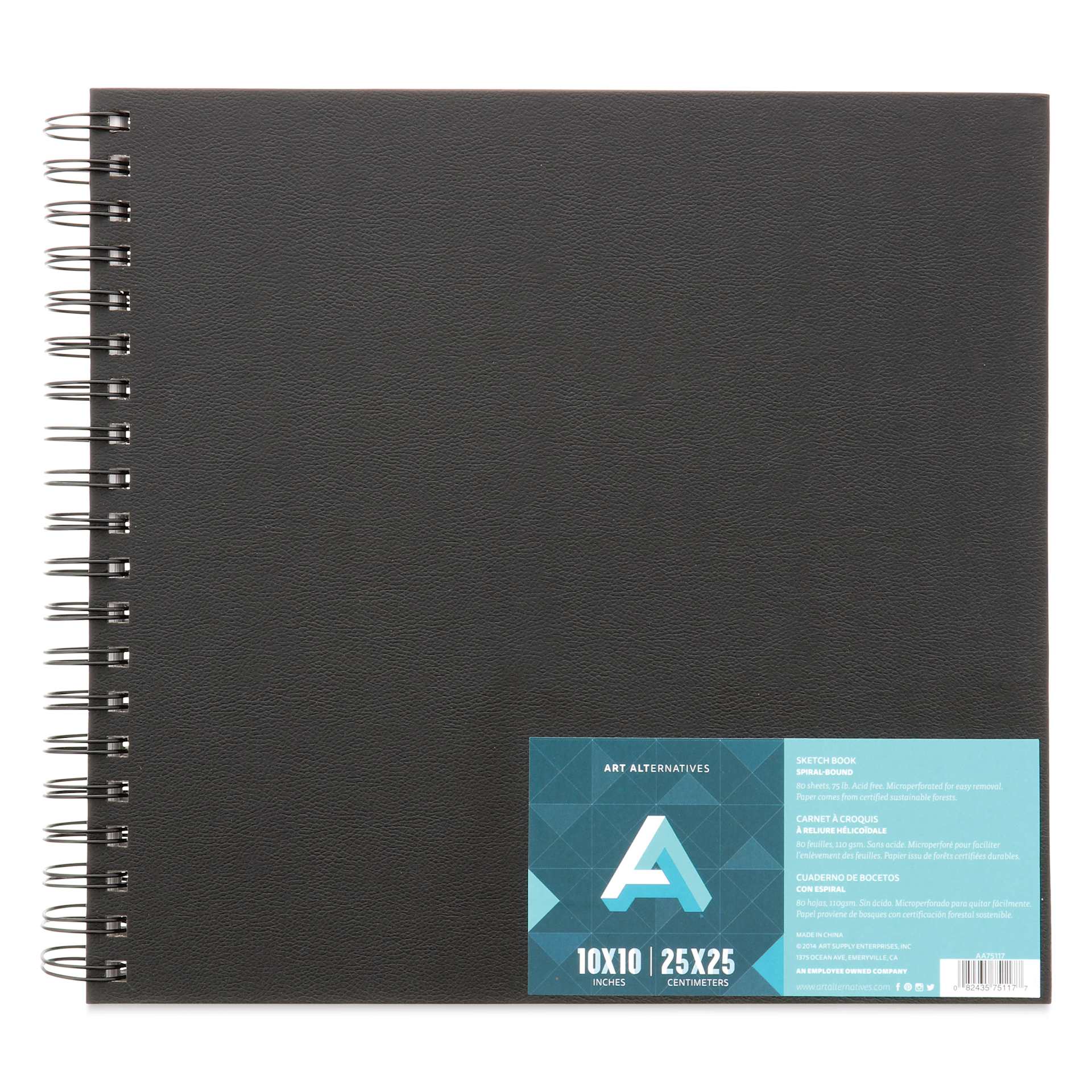 Art Alternatives Spiral-Bound Sketch Book, 80 Sheets, White, 10" x 10"